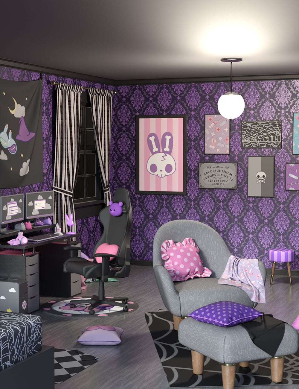 Goth and Kawaii Gamer Room | Daz 3D
