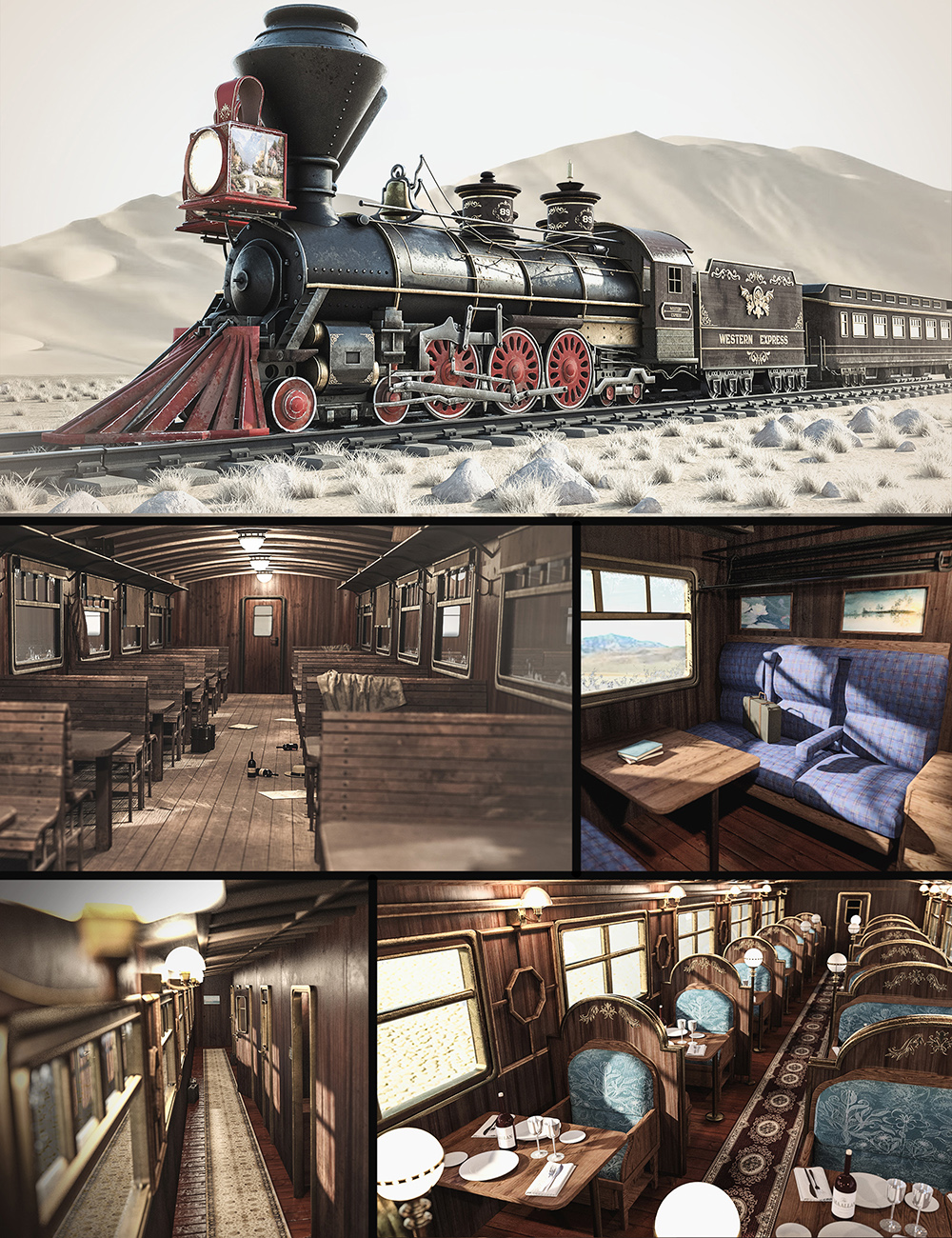 Western Express Train Bundle by: Polish, 3D Models by Daz 3D