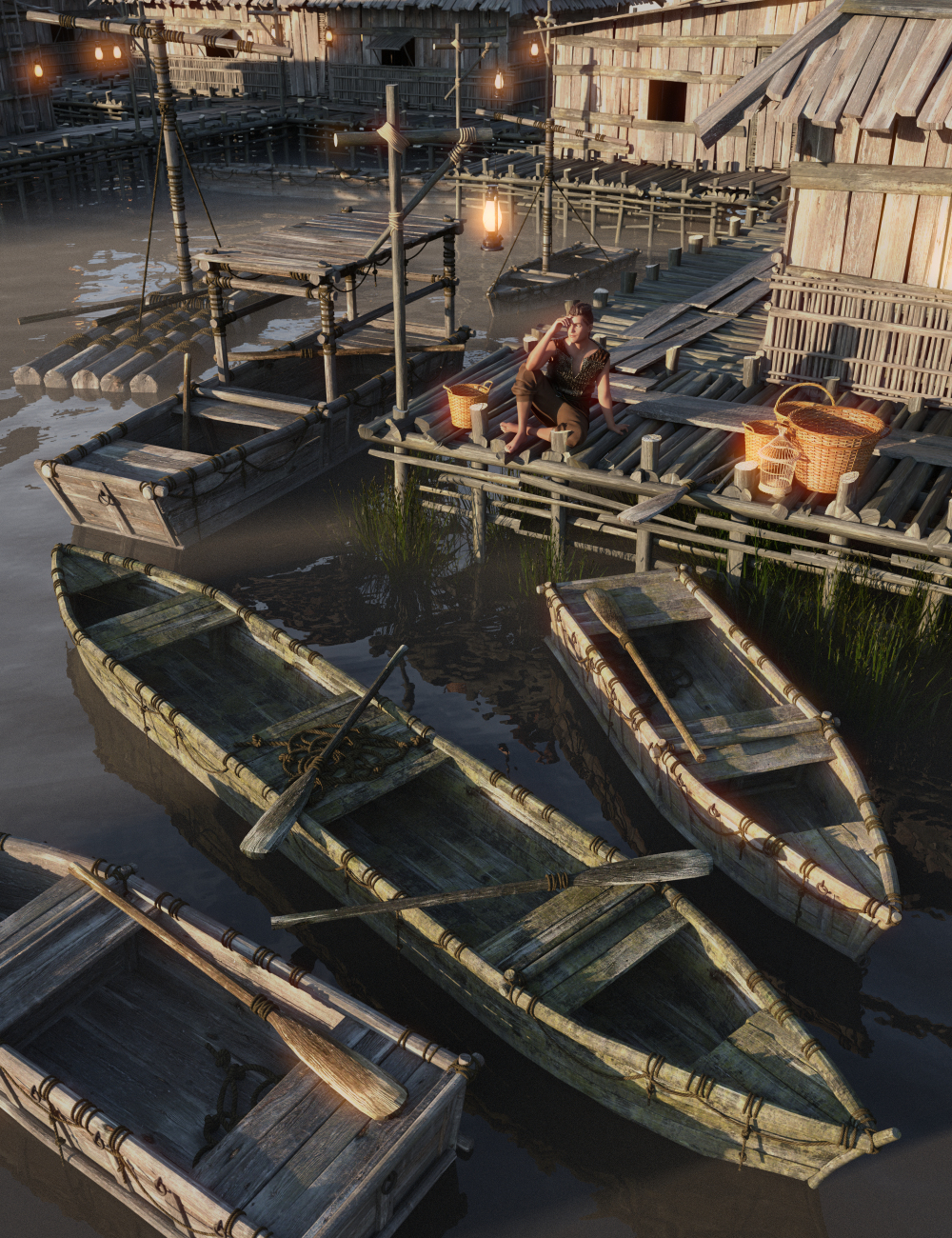 Wooden Rowboats by: Enterables, 3D Models by Daz 3D