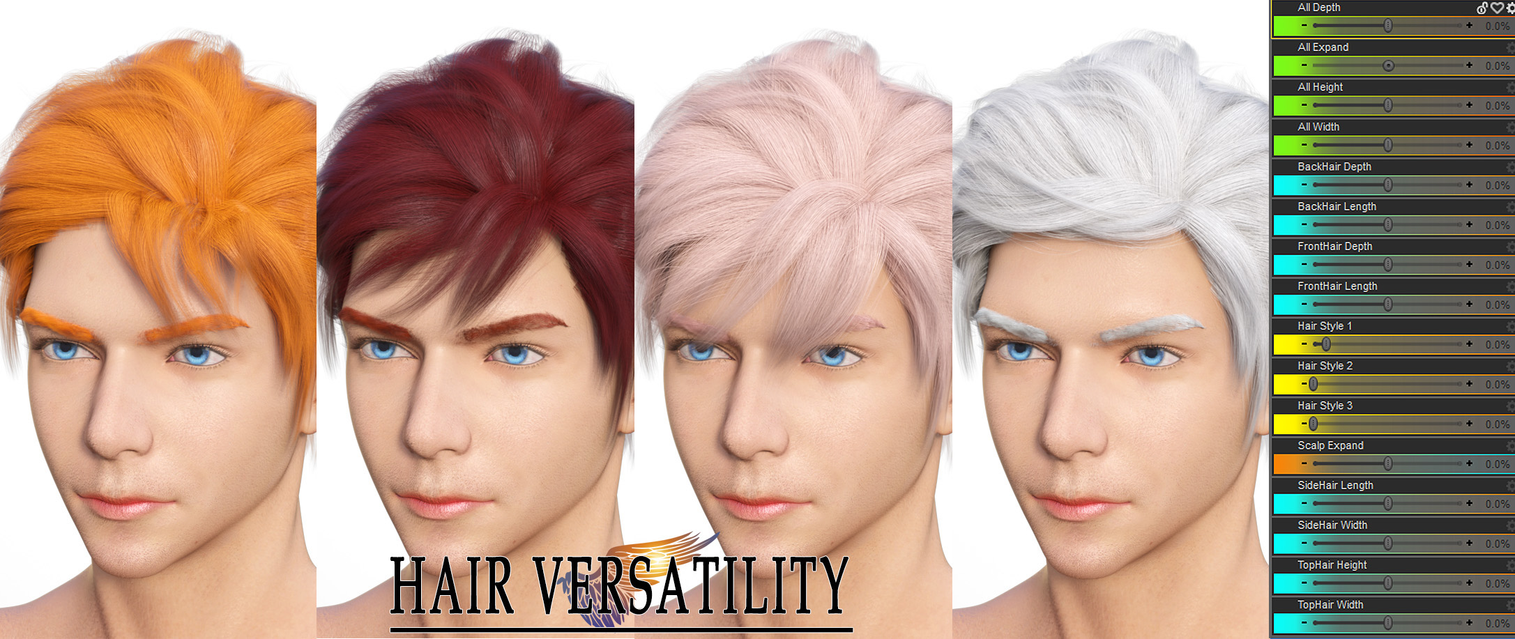Jin Hair for Genesis 8 and 8.1 Males by: Panda, 3D Models by Daz 3D
