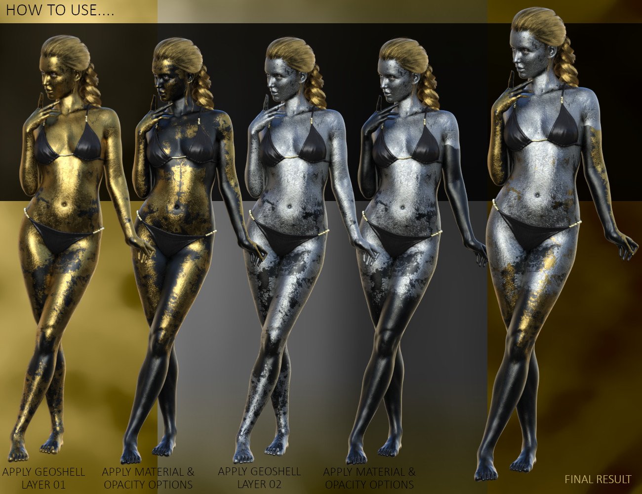 Full Body Gold Leaf Builder Genesis 8.1 Female by: ForbiddenWhispers, 3D Models by Daz 3D