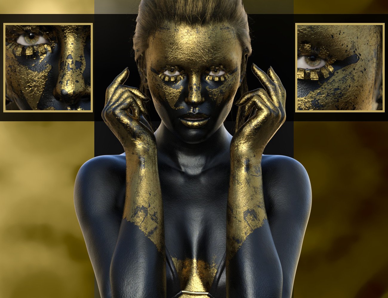 Full Body Gold Leaf Builder Genesis 8.1 Female by: ForbiddenWhispers, 3D Models by Daz 3D