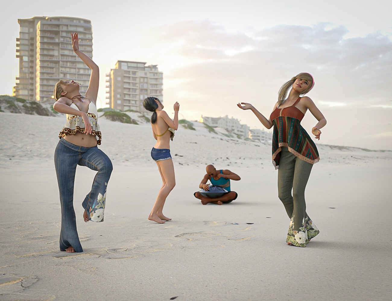 Hippie Dance Poses by: RedCrow3DArtOdyssey, 3D Models by Daz 3D