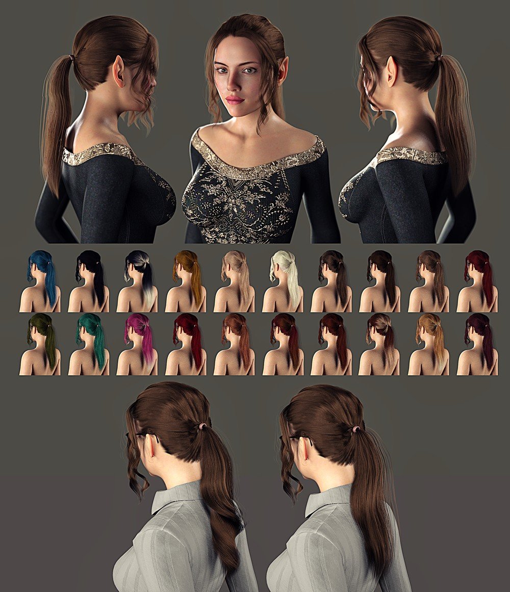 PS Curly Tail For Genesis 8 and 8.1 Female by: ParagonSecond-Circle, 3D Models by Daz 3D