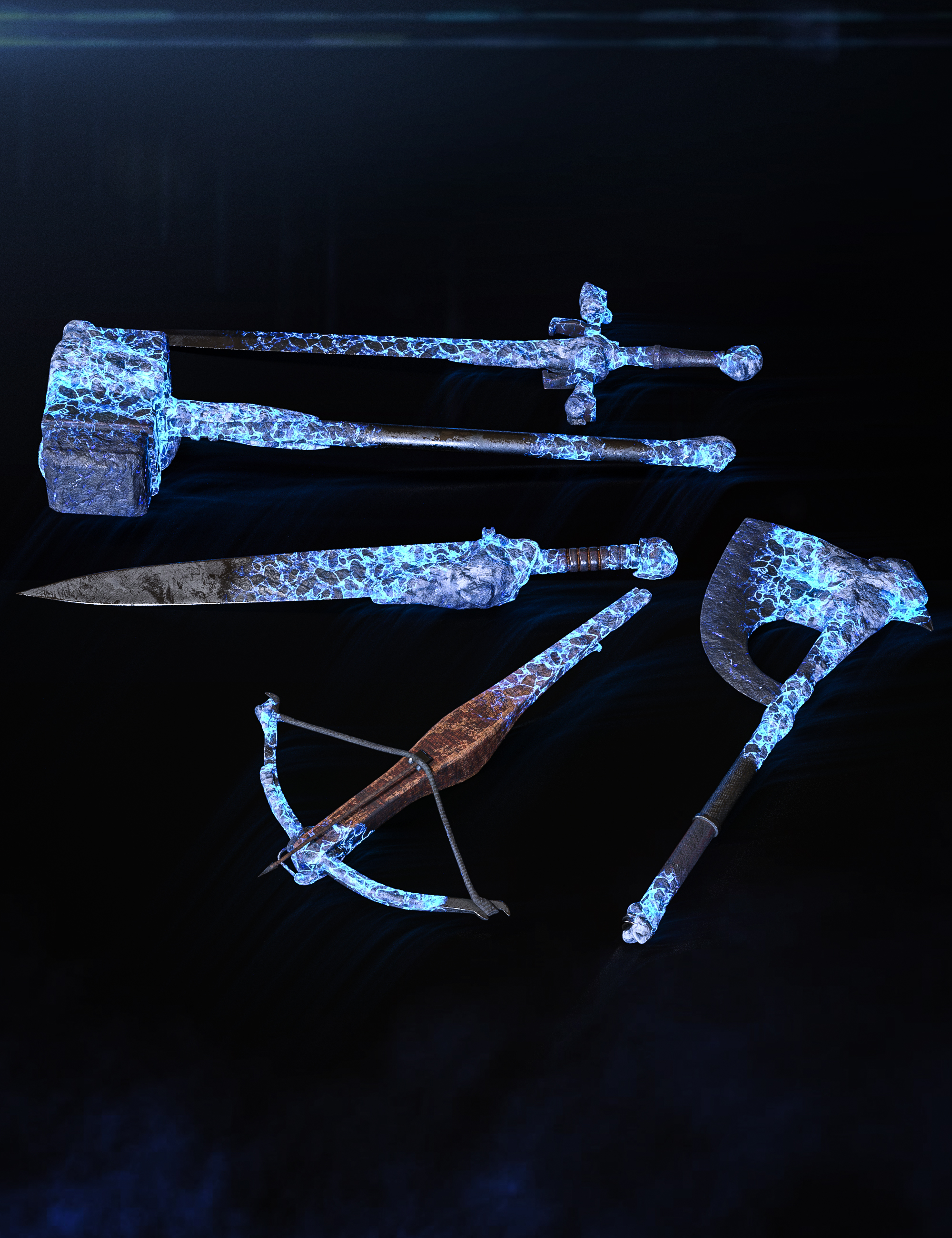 BW Frozen Ice Weapons Set for Genesis 8 and 8.1 by: Beautyworks, 3D Models by Daz 3D