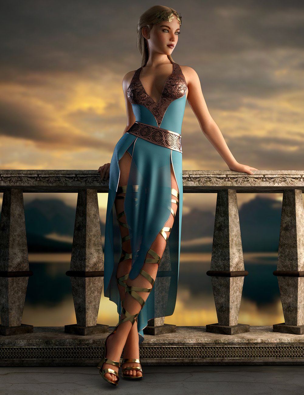 dForce Greek Princess Outfit Set for Genesis 8 and 8.1 Females by: Mytilus3dLab, 3D Models by Daz 3D