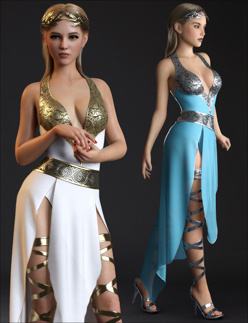 dForce Greek Princess Outfit Set for Genesis 8 and 8.1 Females by: Mytilus3dLab, 3D Models by Daz 3D