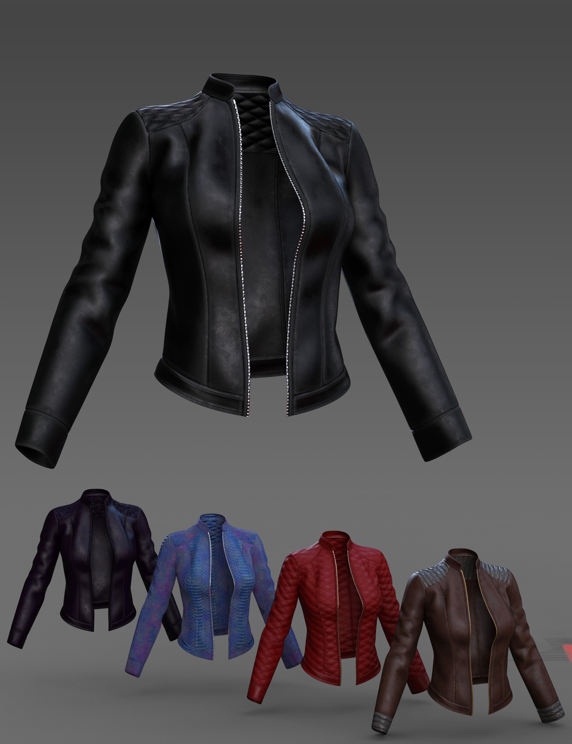 Black Mamba Jacket for Genesis 8 and 8.1 Females by: Nikisatez, 3D Models by Daz 3D