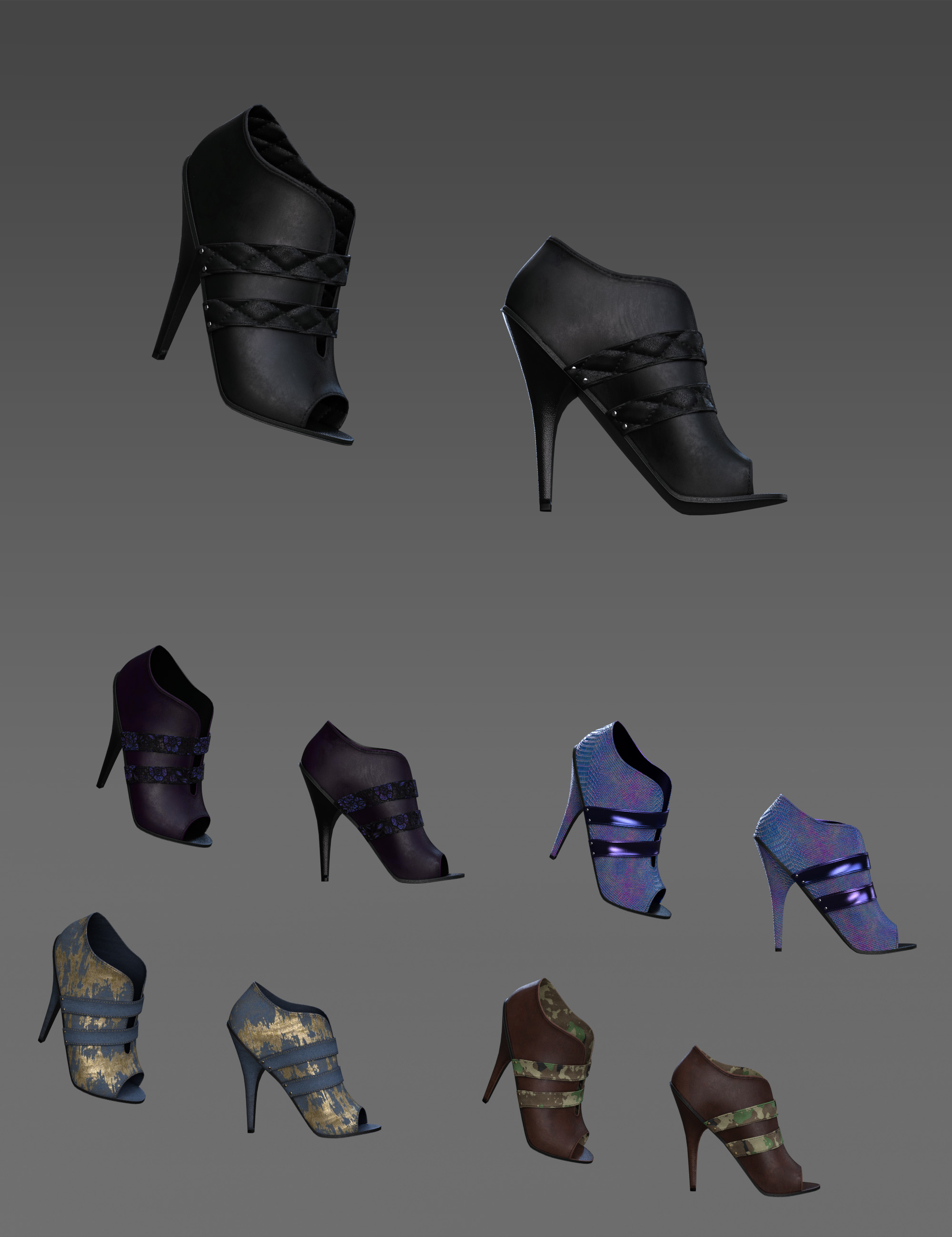 Black Mamba Shoes for Genesis 8 and 8.1 Females by: Nikisatez, 3D Models by Daz 3D