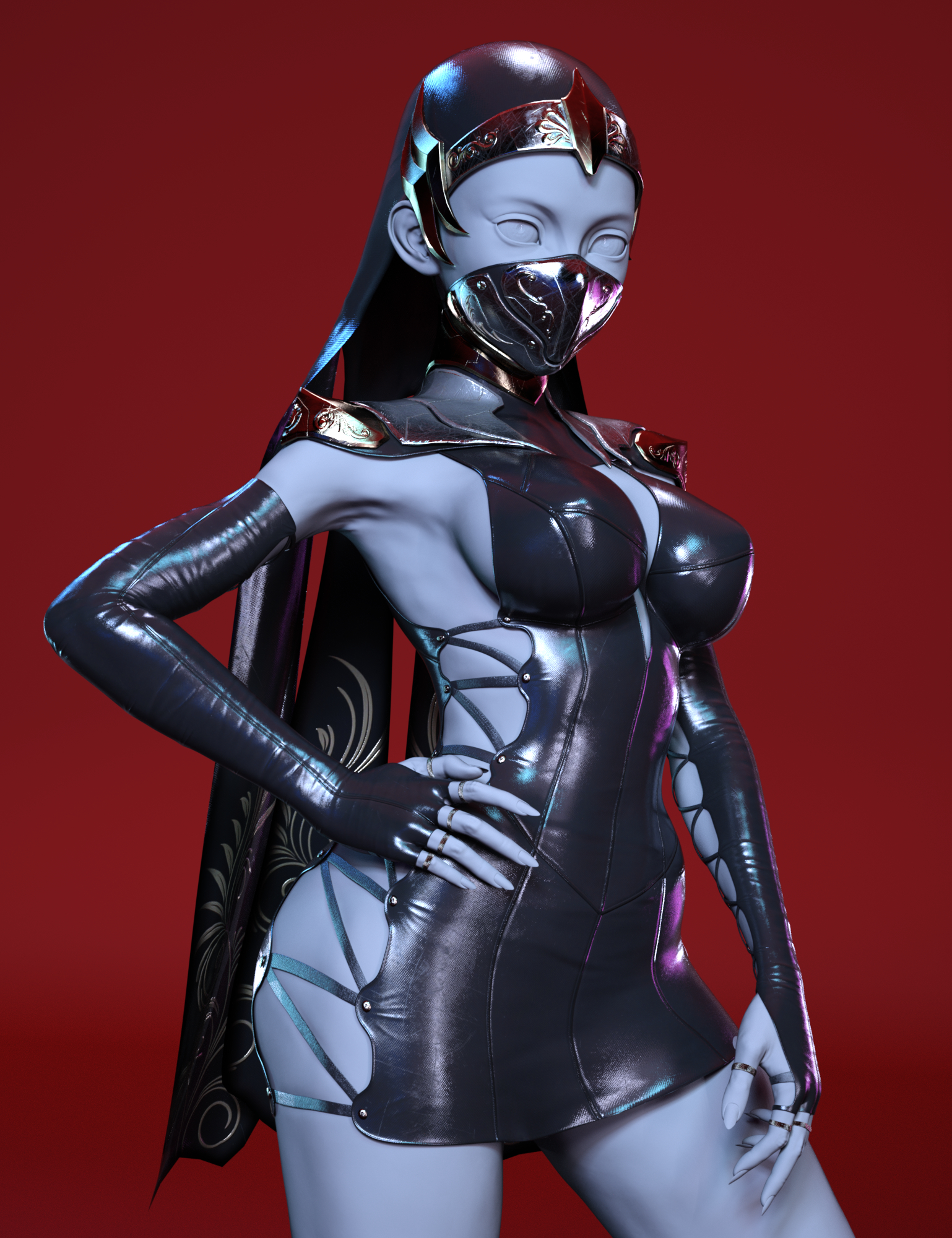 dForce Assassin Sister Outfit for Genesis 8 and 8.1 Females by: HM, 3D Models by Daz 3D