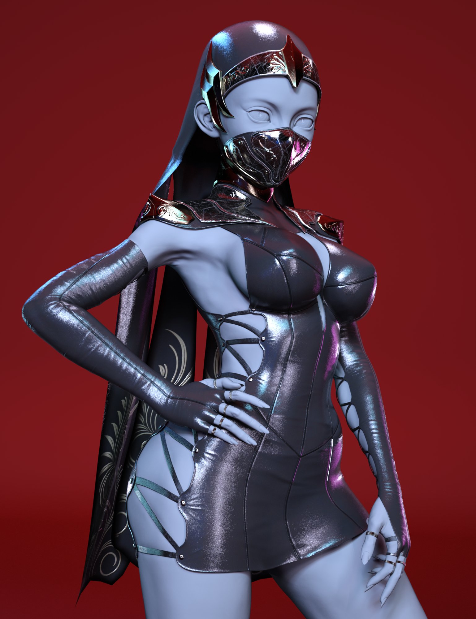 dForce Assassin Sister Outfit for Genesis 8 and 8.1 Females by: HM, 3D Models by Daz 3D