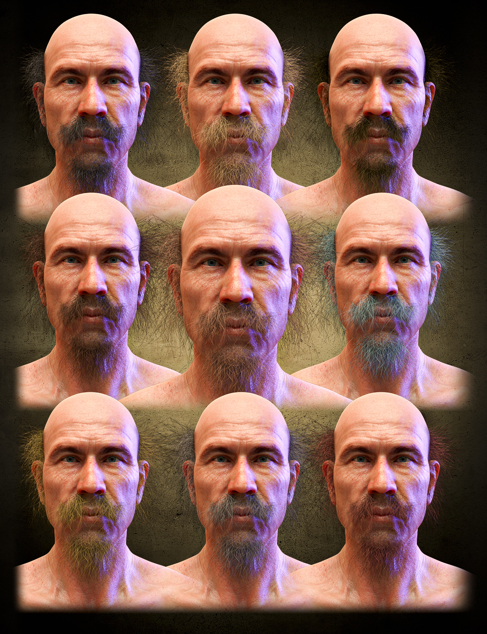 Scruffy Hair Set for Genesis 8 and 8.1 Males by: Matari3D, 3D Models by Daz 3D