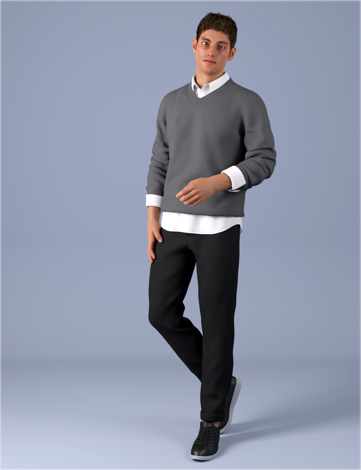 dForce HnC V-Neck Knit Outfits for Genesis 8.1 Males by: IH Kang, 3D Models by Daz 3D