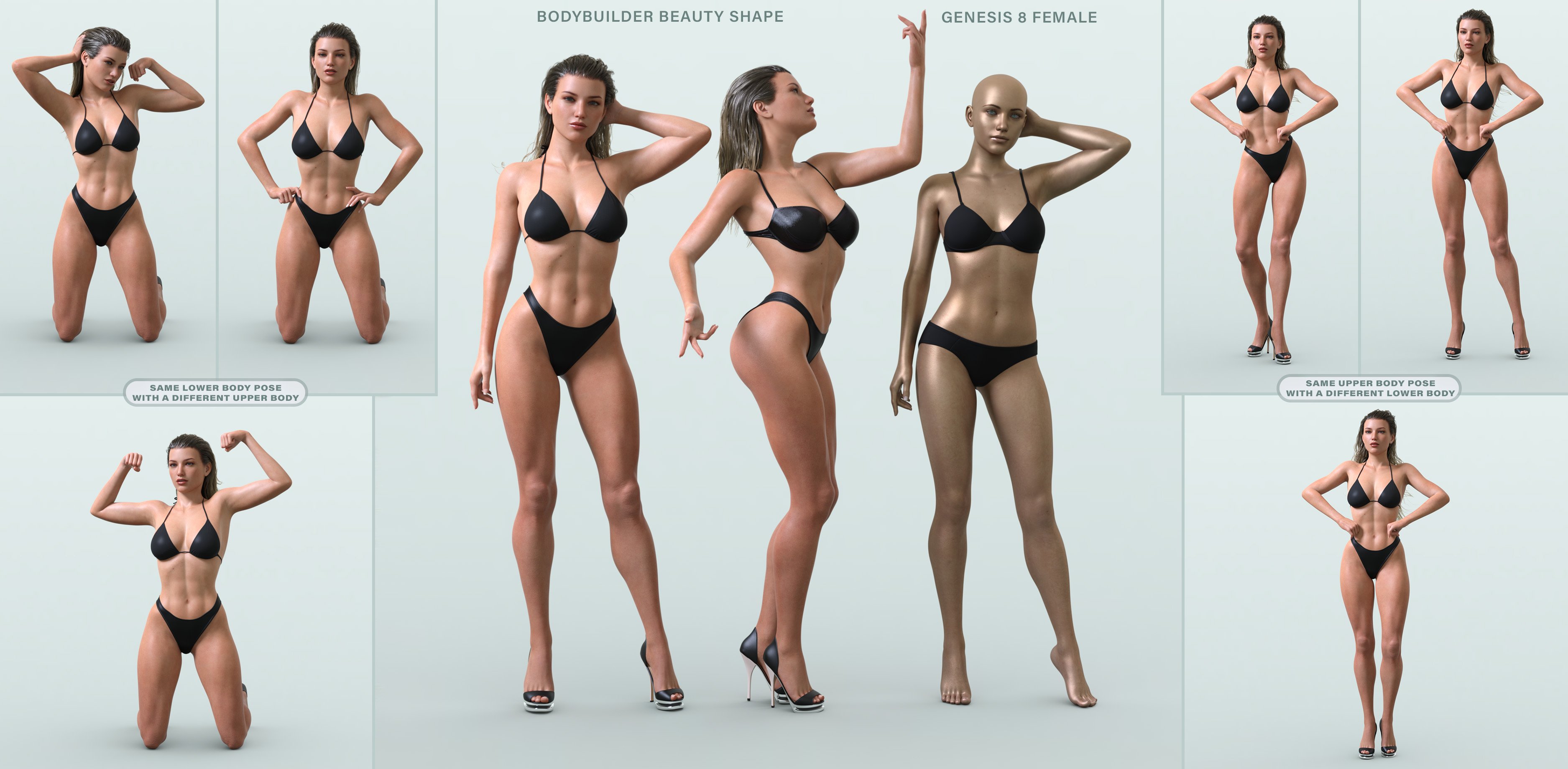 Z Muscular Beauty Shape and Pose Mega Set for Genesis 8 and 8.1 Female by: Zeddicuss, 3D Models by Daz 3D