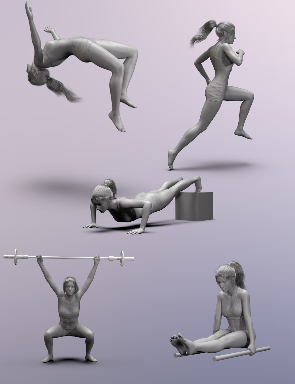 Excellent Exercise Poses for Genesis 8 and 8.1 Female by: Scuffles3d, 3D Models by Daz 3D