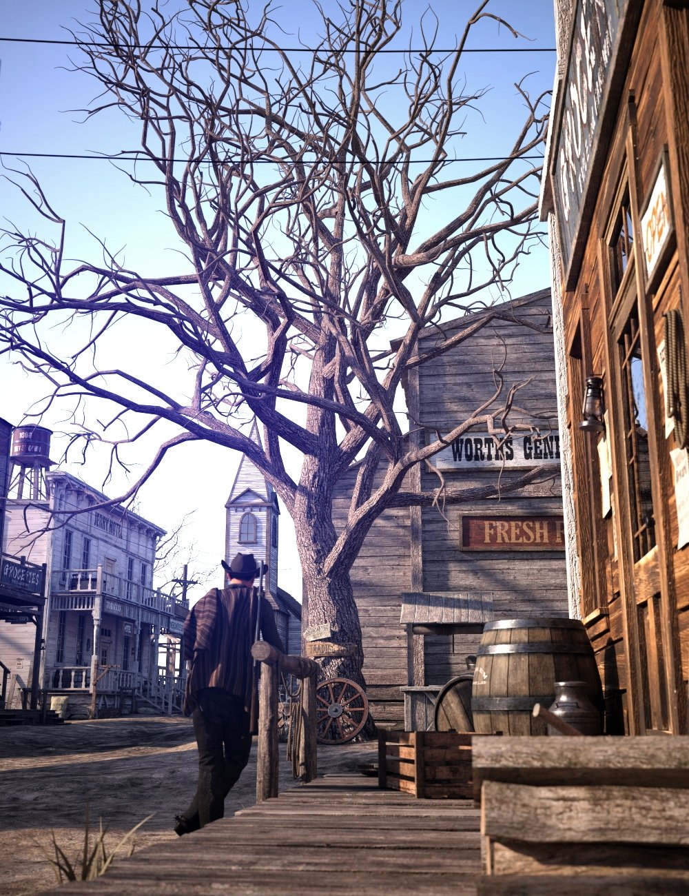Wild West Town Center by: Charles, 3D Models by Daz 3D