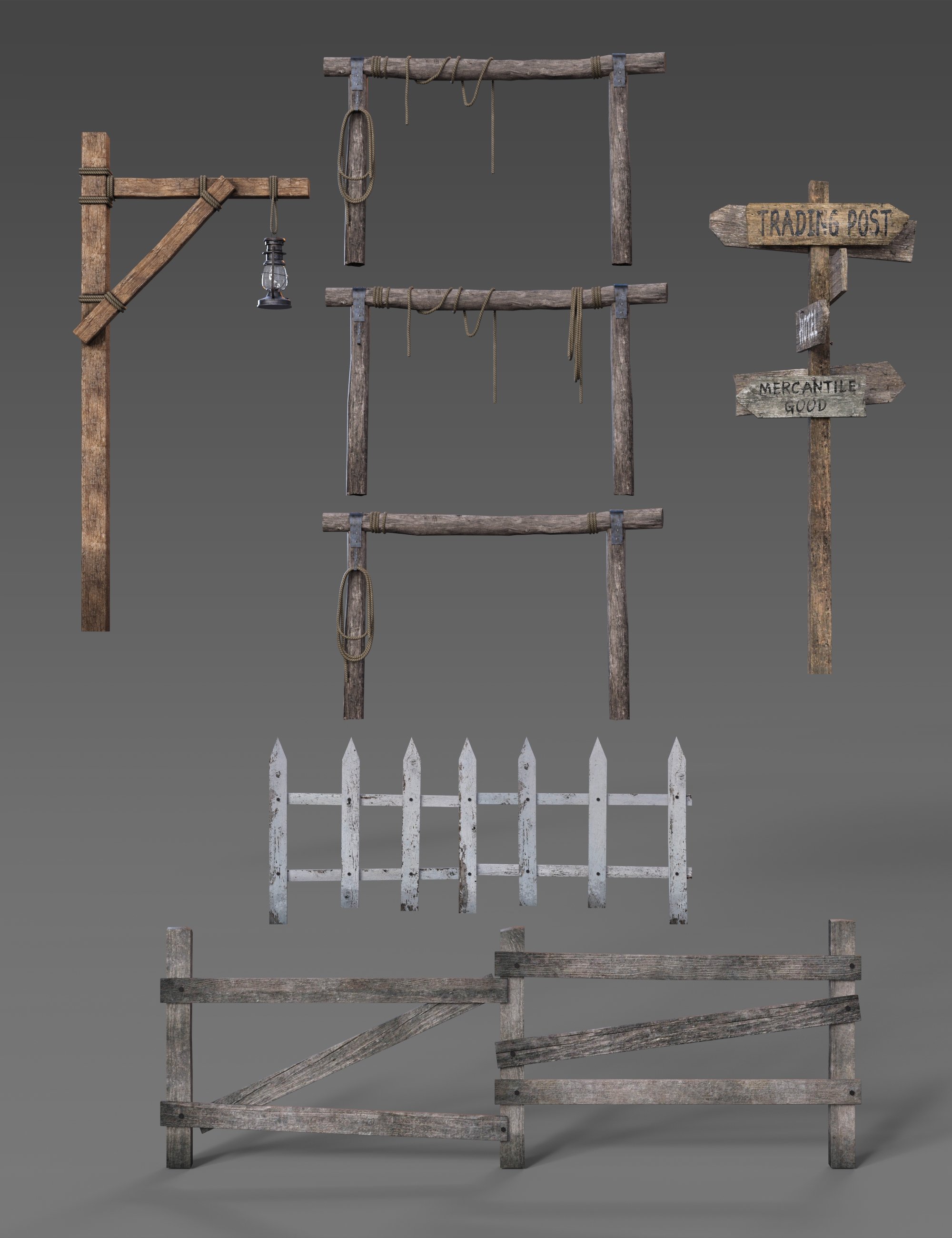 Wild West Town Fences and Posts by: Charles, 3D Models by Daz 3D