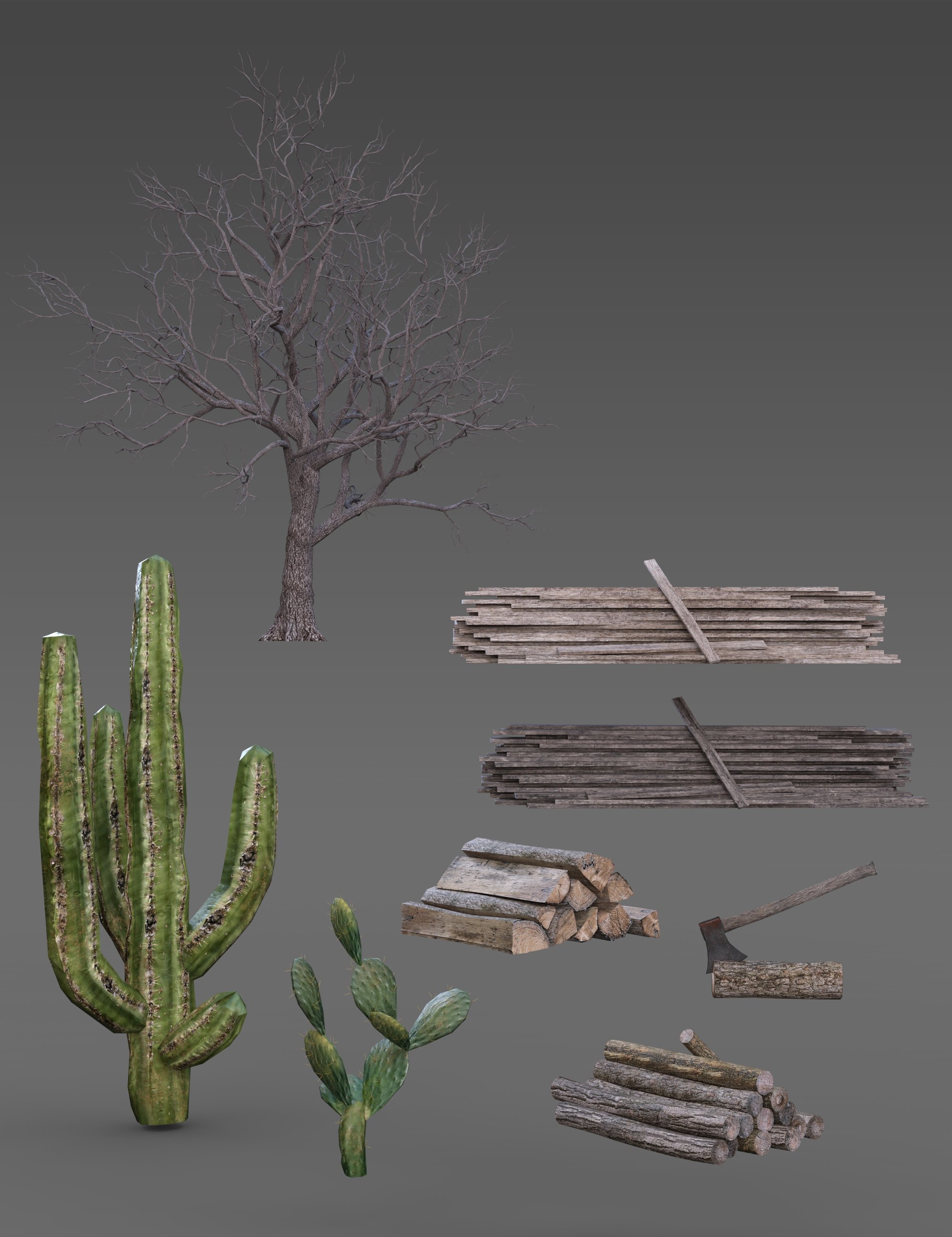 Wild West Town Plants and Lumber by: Charles, 3D Models by Daz 3D