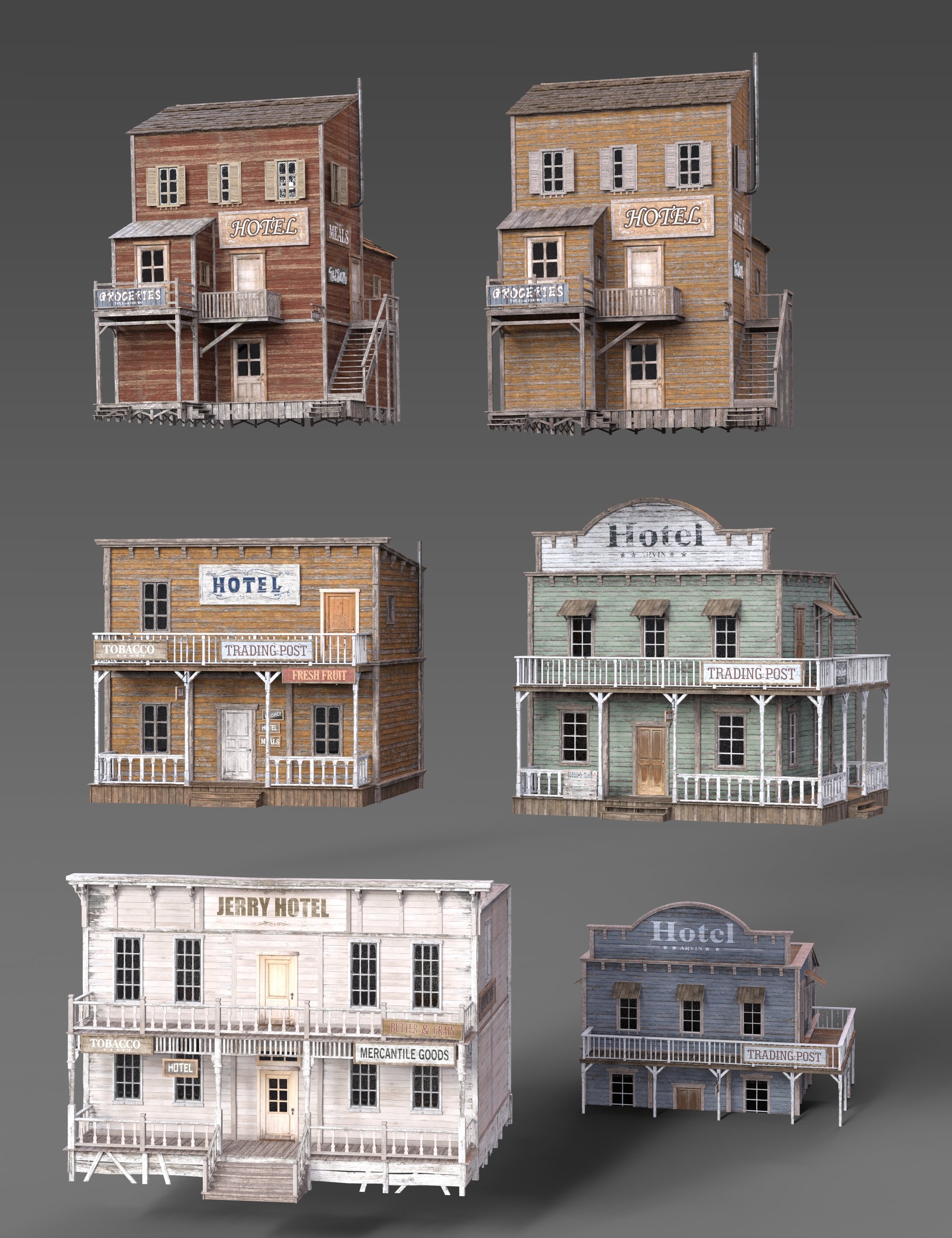 Wild West Town Hotels by: Charles, 3D Models by Daz 3D