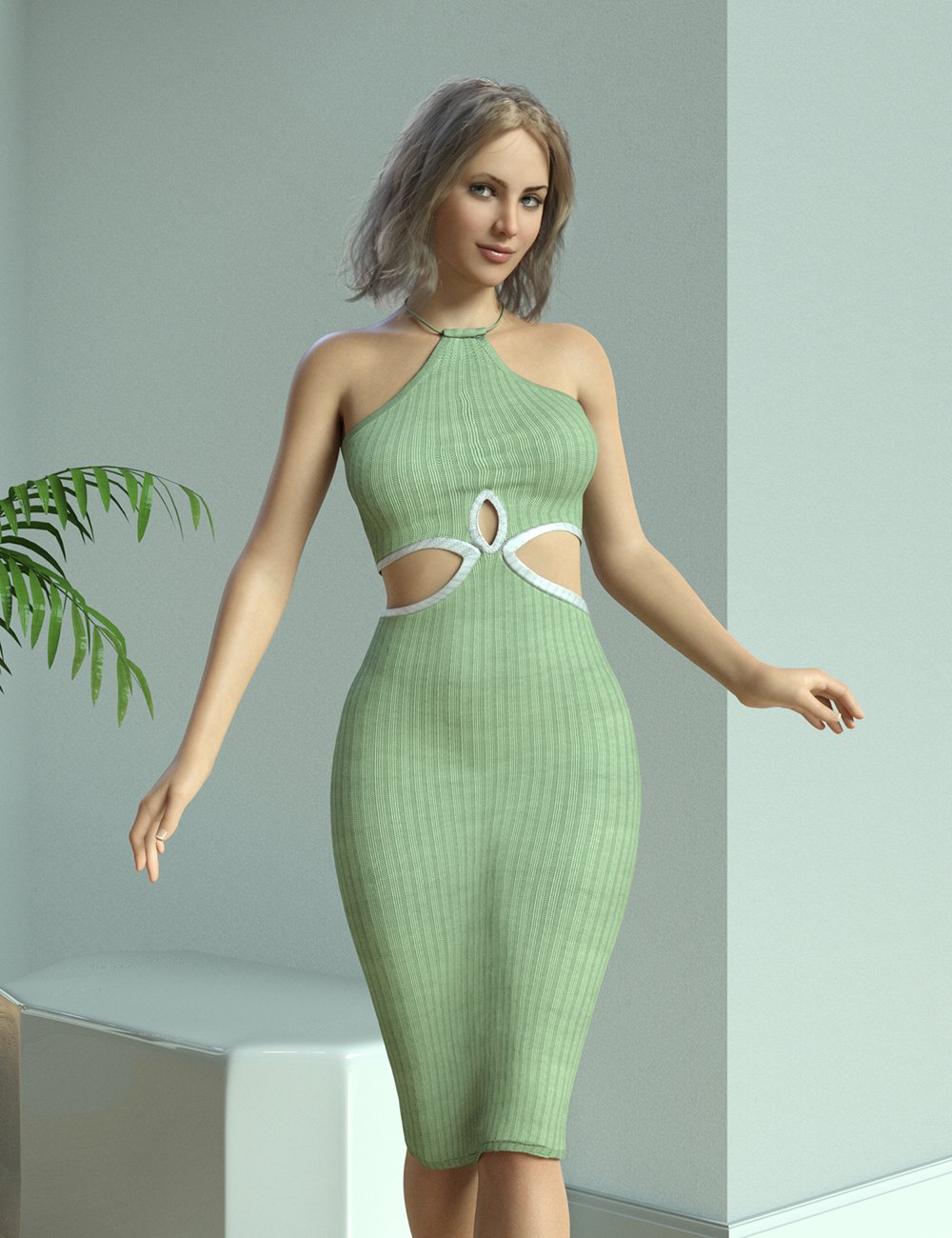dForce MK Malena Midi Dress for Genesis 8 and 8.1 Females by: wsmonkeyking, 3D Models by Daz 3D