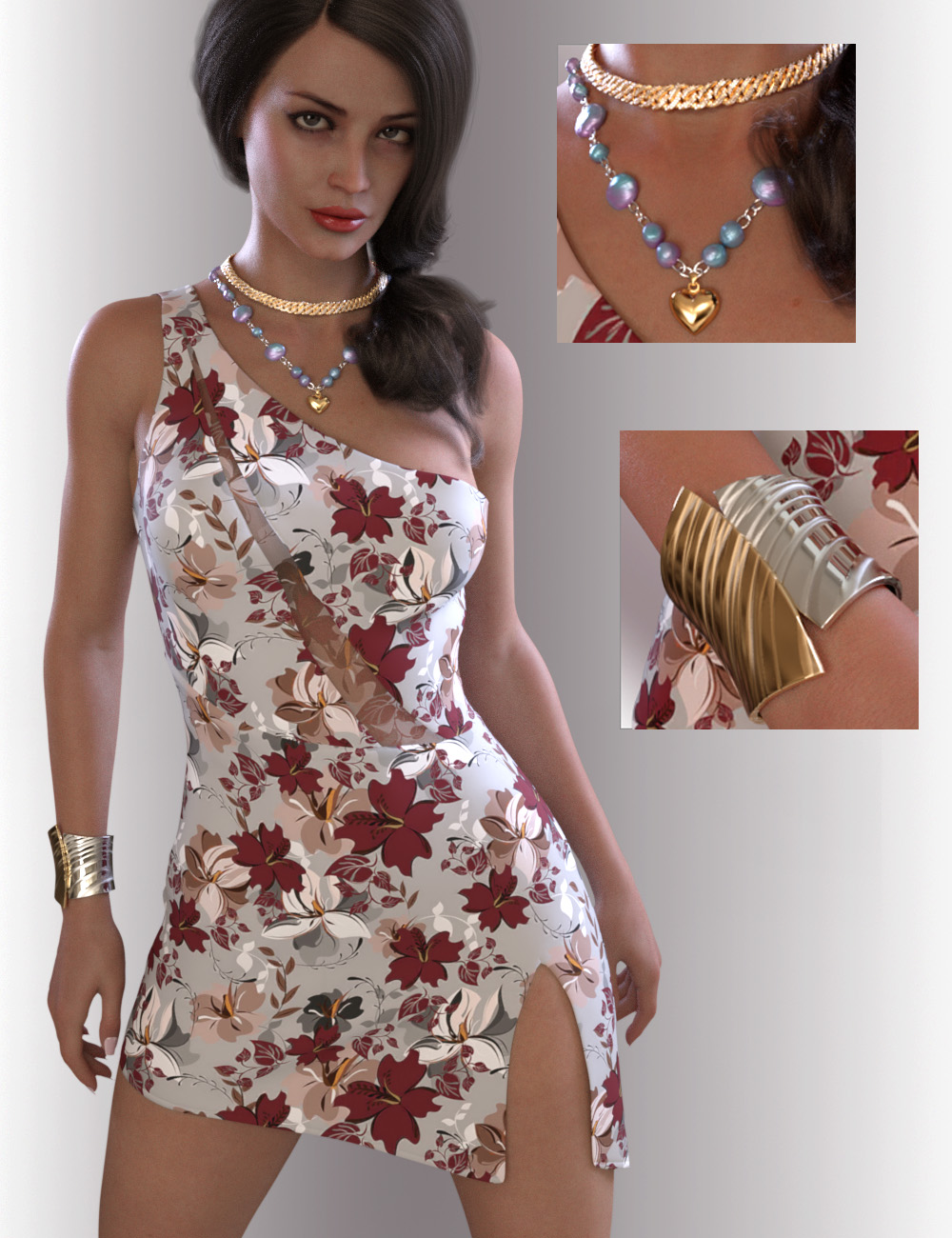 dForce Jena Dress for Genesis 8.1 Females by: OnnelArryn, 3D Models by Daz 3D