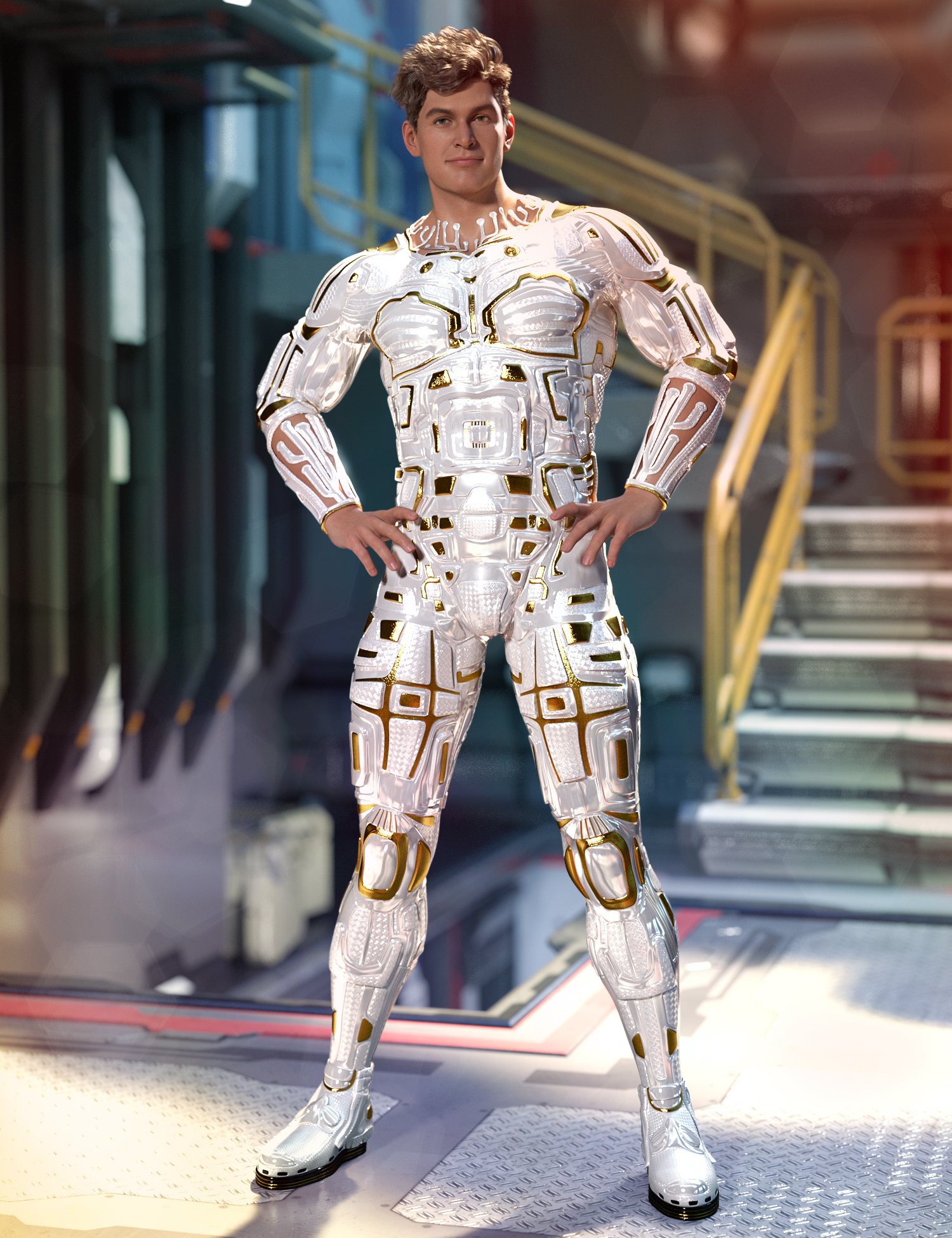 Cyber Guardian Outfit for Genesis 8.1 Males by: 4blueyesbucketload3d, 3D Models by Daz 3D