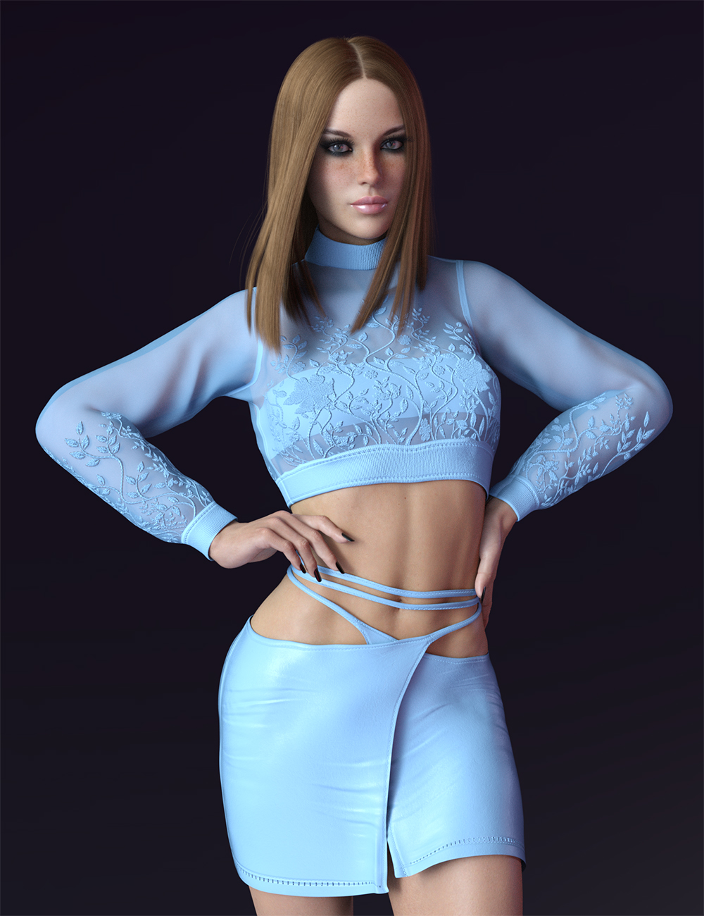 X-Fashion dForce Bella Mesh Outfit for Genesis 8 and 8.1 Females by: xtrart-3d, 3D Models by Daz 3D