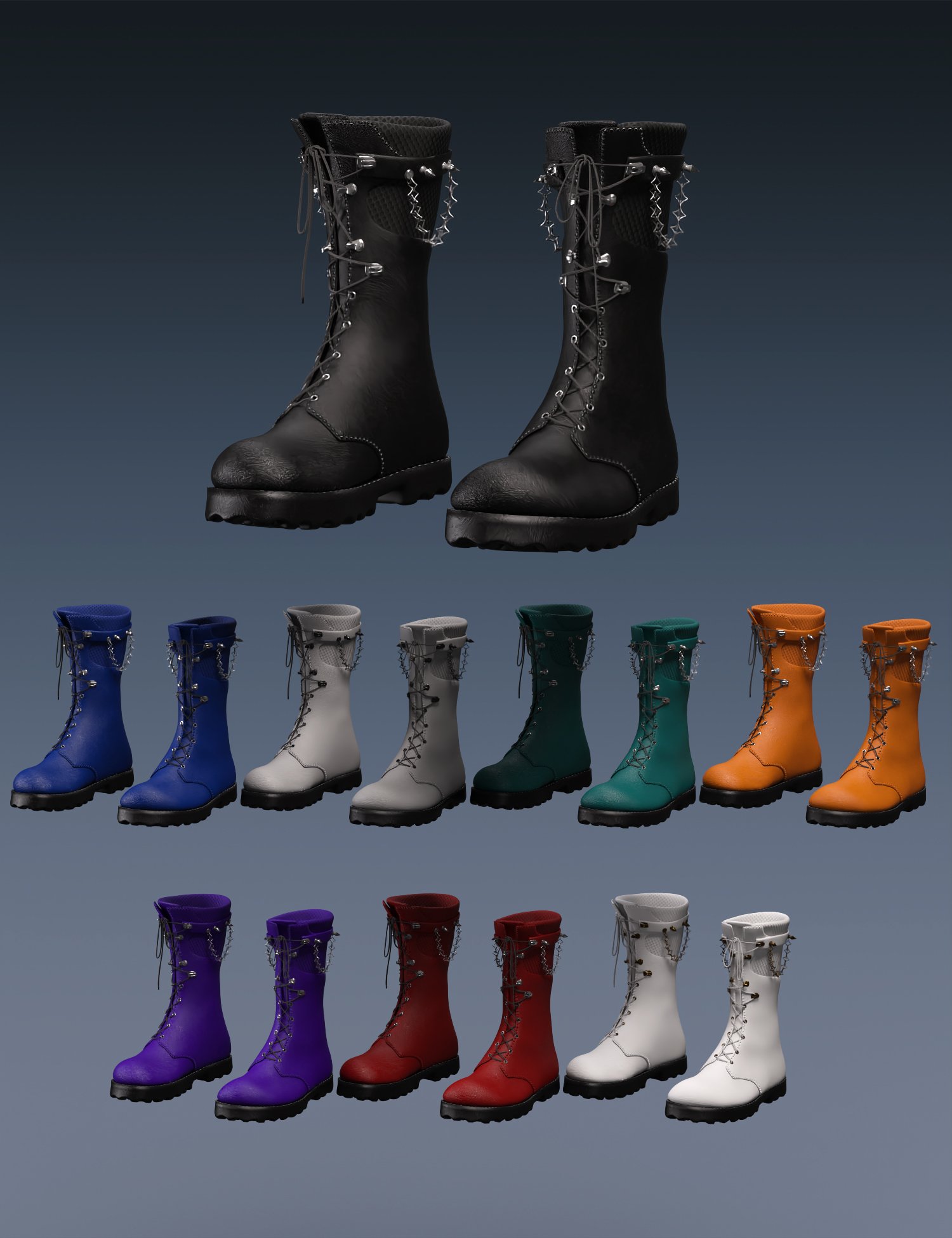 KuJ Goth Punk Outfit Boots for Genesis 8 and 8.1 Females by: Kujira, 3D Models by Daz 3D