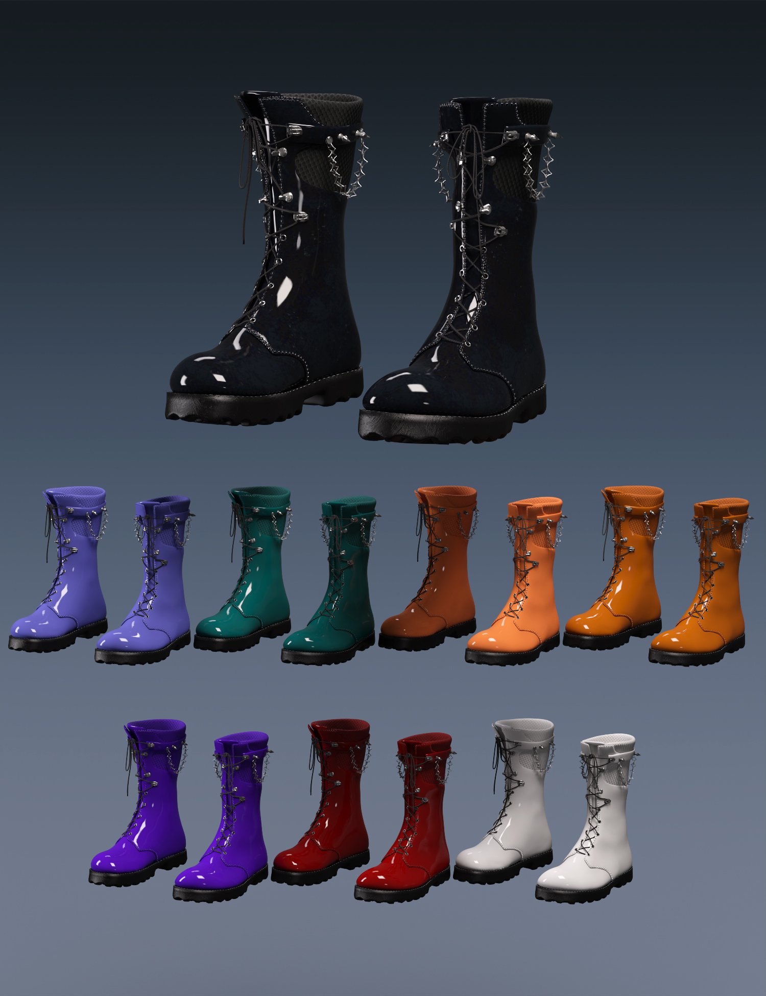 KuJ Goth Punk Outfit Boots for Genesis 8 and 8.1 Females | Daz 3D