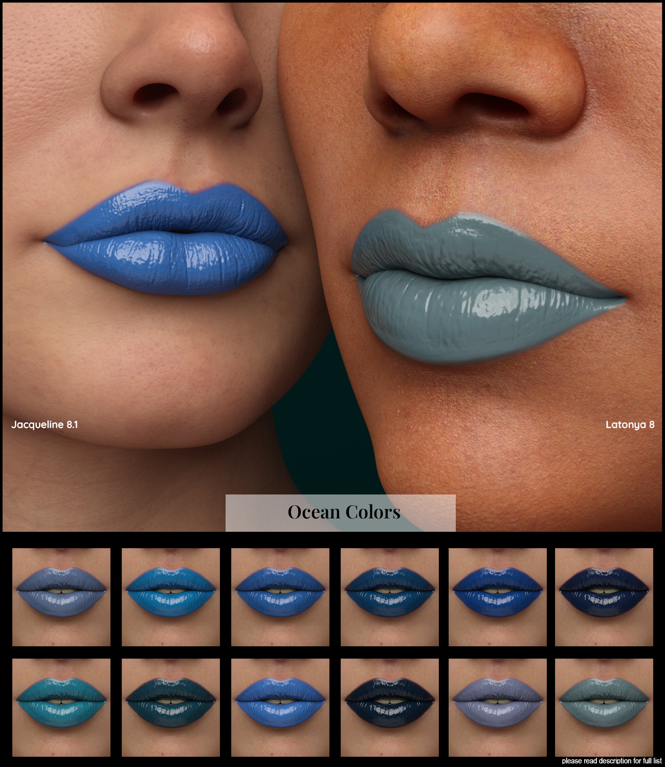 CGI Kiss Me Lip Gloss for Genesis 8 and Genesis 8.1 Females by: Color Galeria, 3D Models by Daz 3D