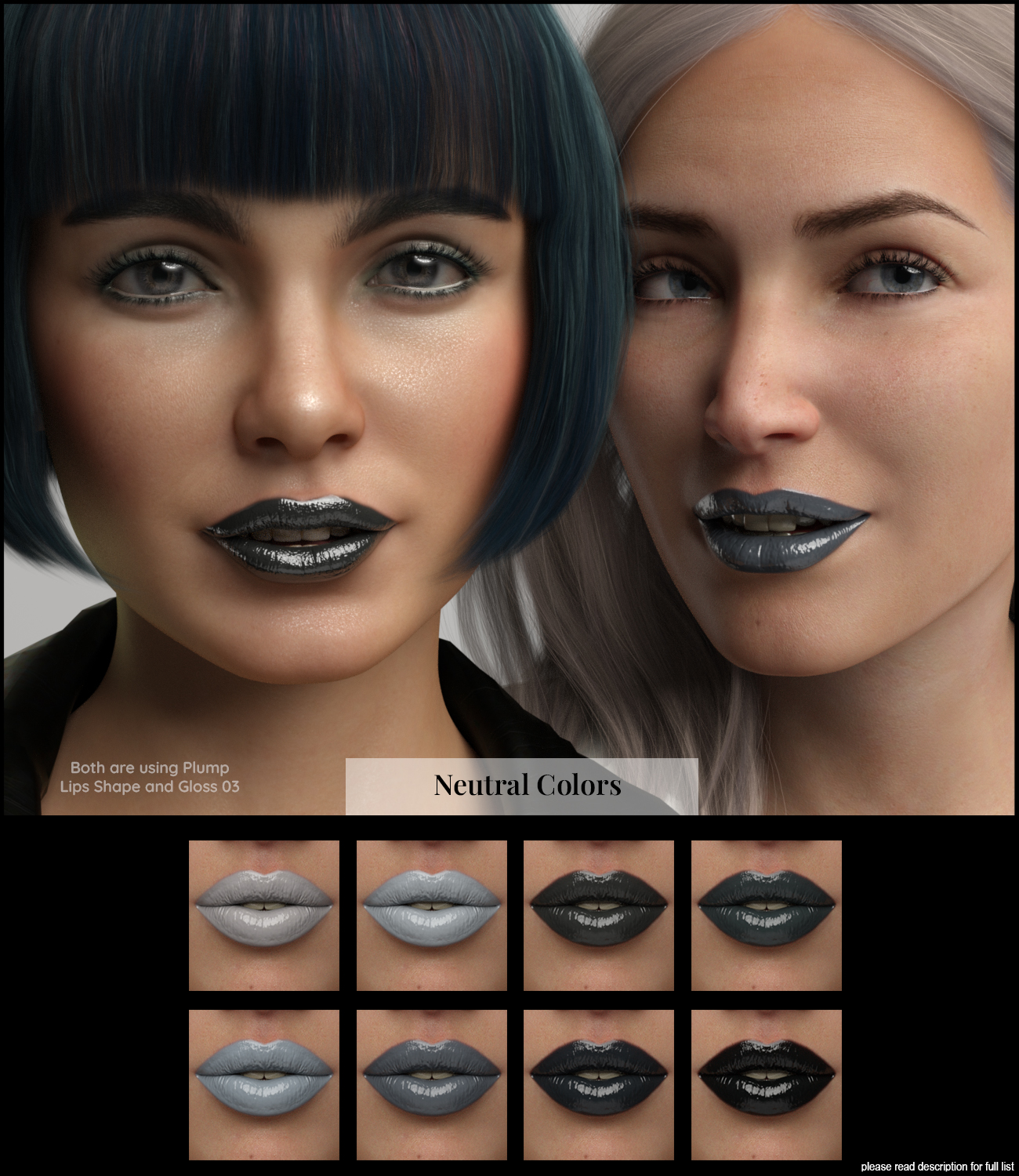CGI Kiss Me Lip Gloss for Genesis 8 and Genesis 8.1 Females by: Color Galeria, 3D Models by Daz 3D