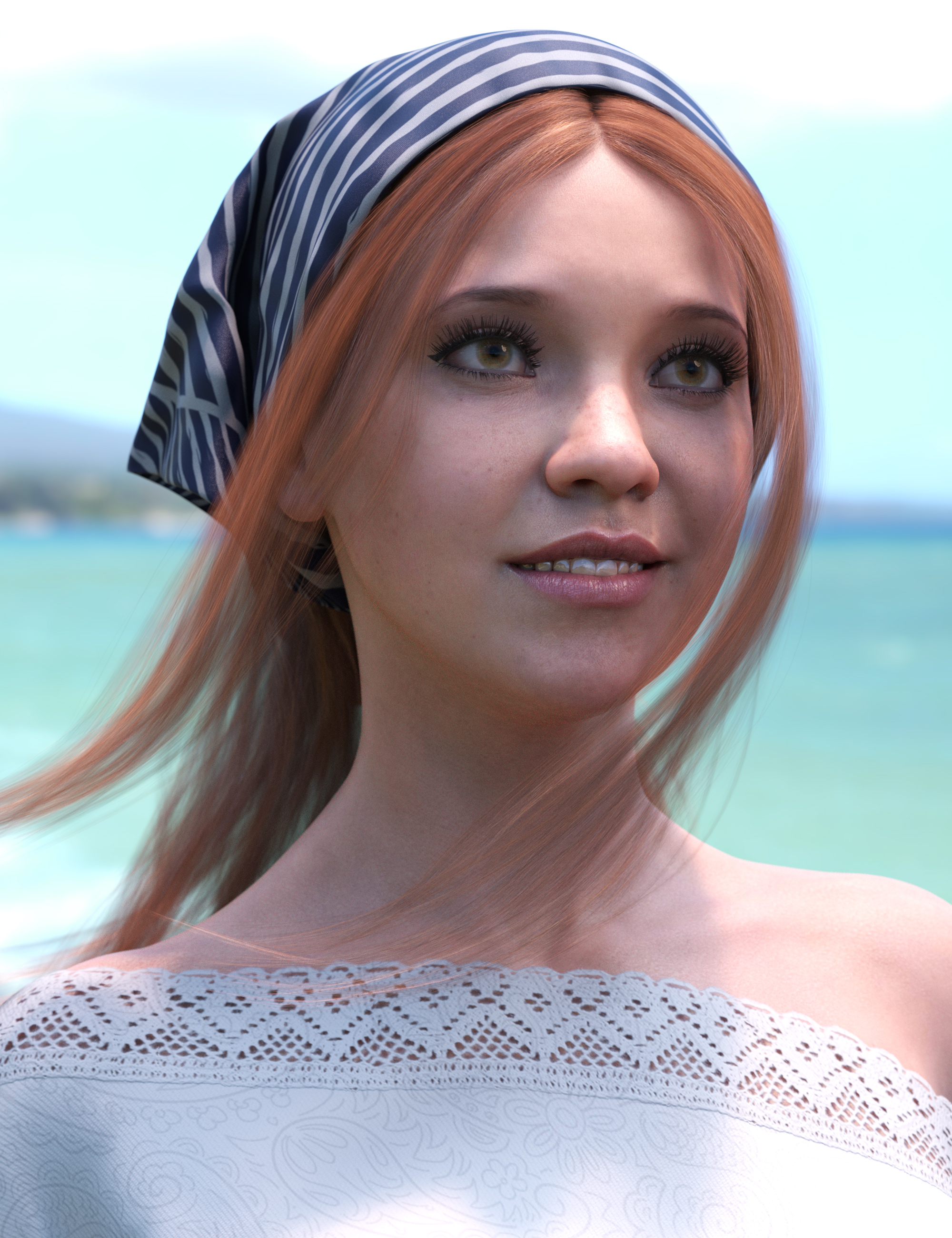 Summer Scarf Hair for Genesis 8 Female by: outoftouch, 3D Models by Daz 3D