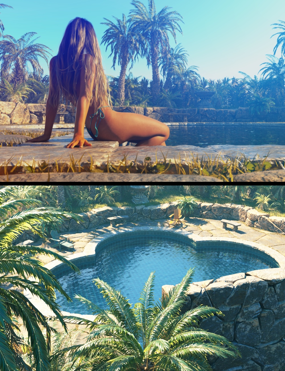 Natural Stone Poolside and Scenes by: Linday, 3D Models by Daz 3D