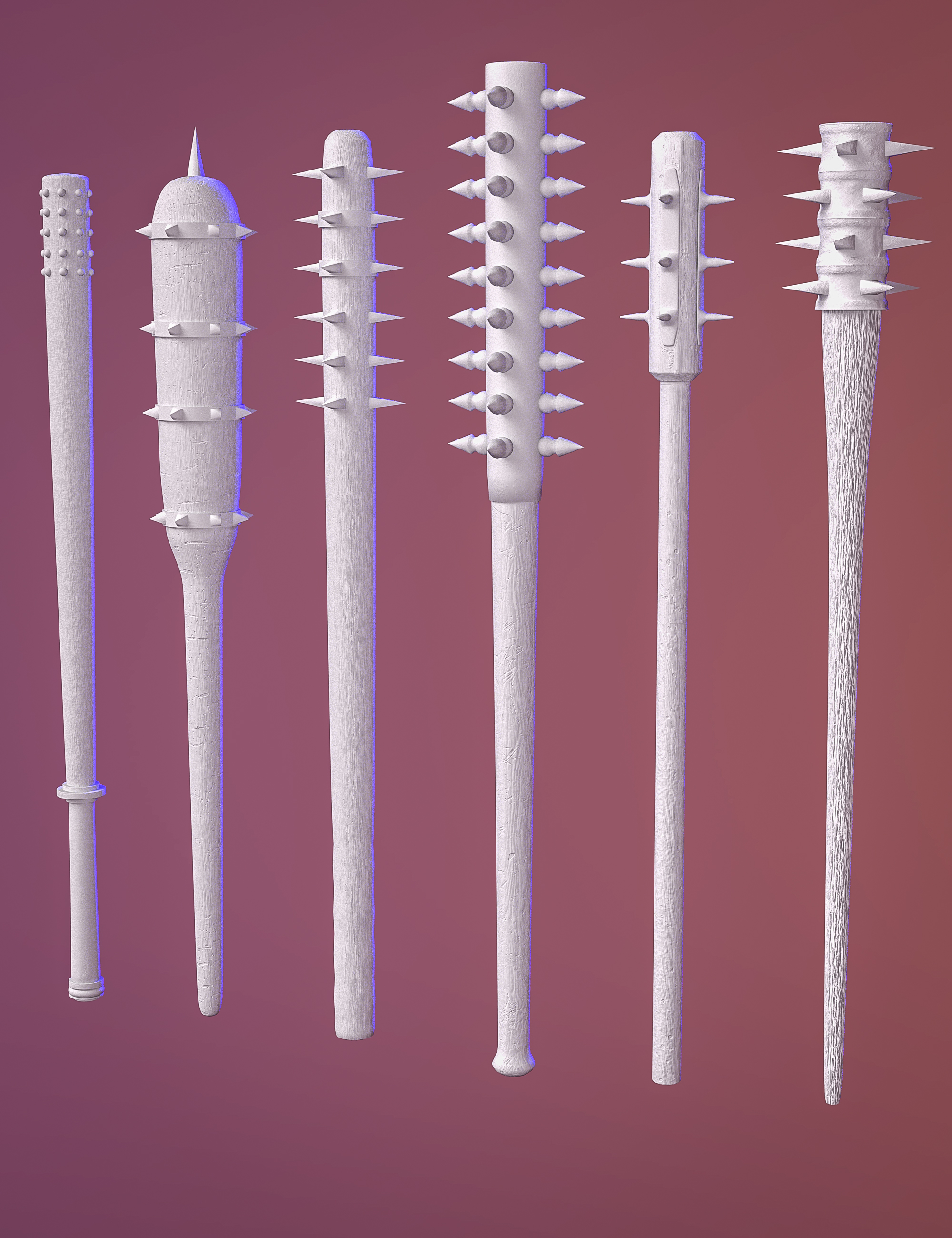 BW Wooden Mace Set 01 for Genesis 8 and 8.1 Daz 3D