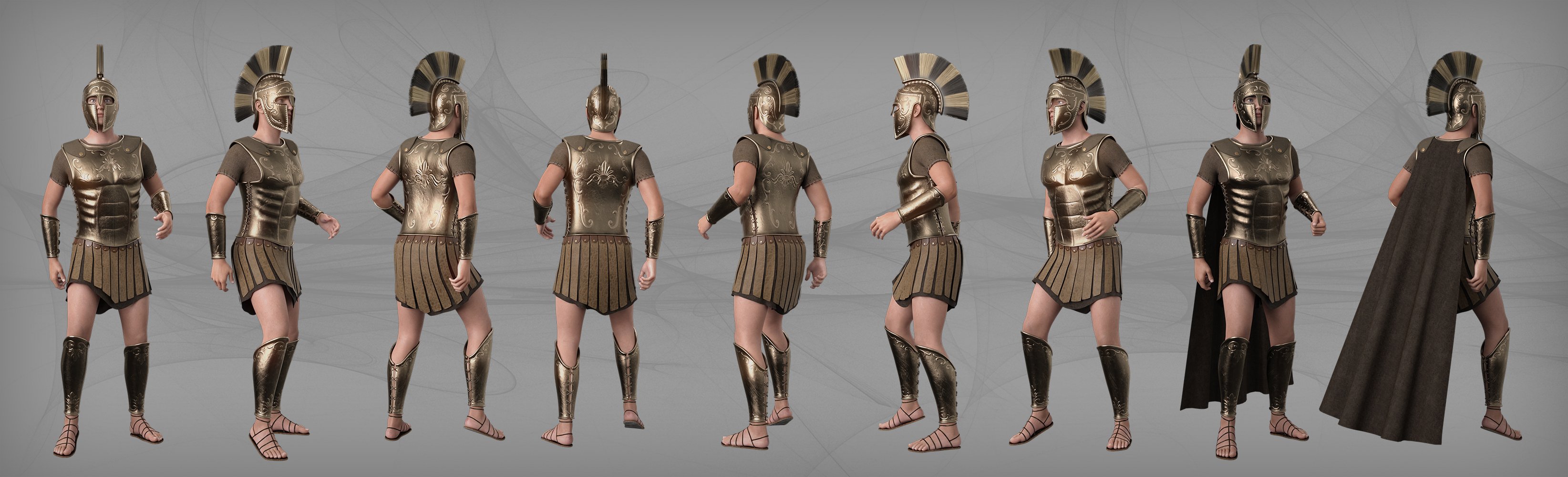 MD dForce Myrmidons Armor for Genesis 8 and 8.1 Males by: MikeD, 3D Models by Daz 3D