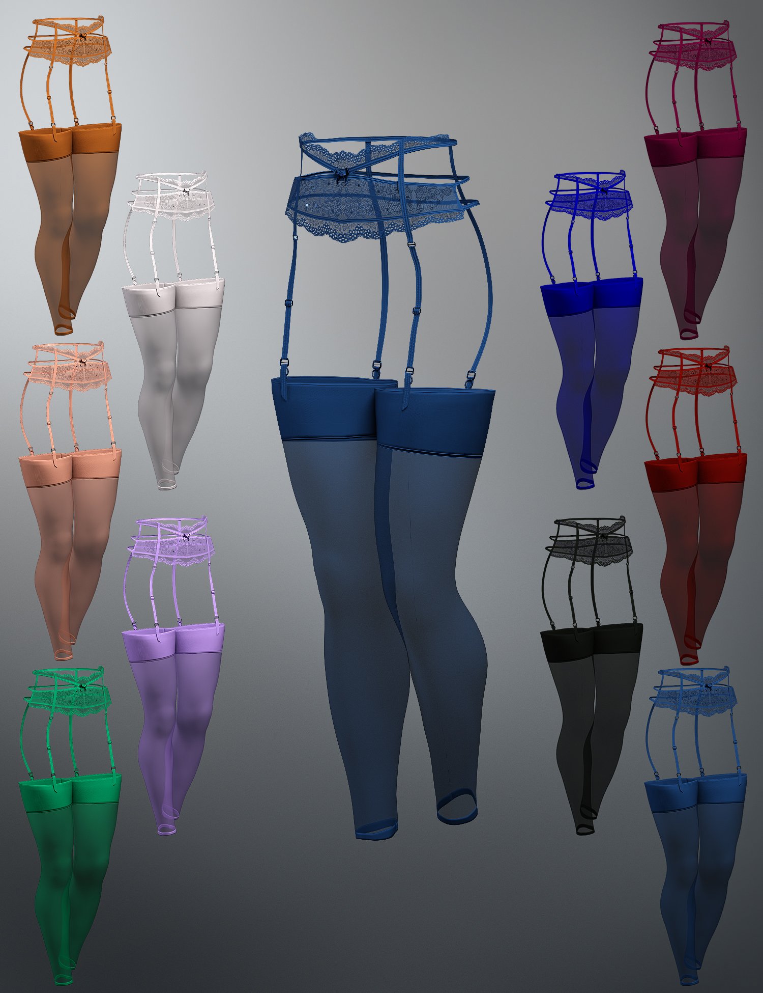 X-Fashion Crow Lace Lingerie Garter and Stockings for Genesis 8 and 8.1 Females by: xtrart-3d, 3D Models by Daz 3D