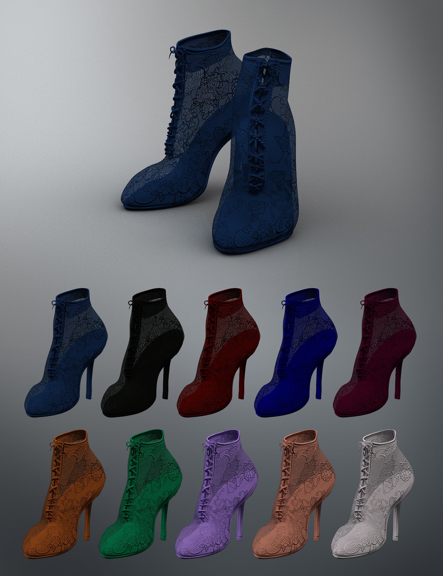X-Fashion Crow Lace Lingerie Heels for Genesis 8 and 8.1 Females by: xtrart-3d, 3D Models by Daz 3D