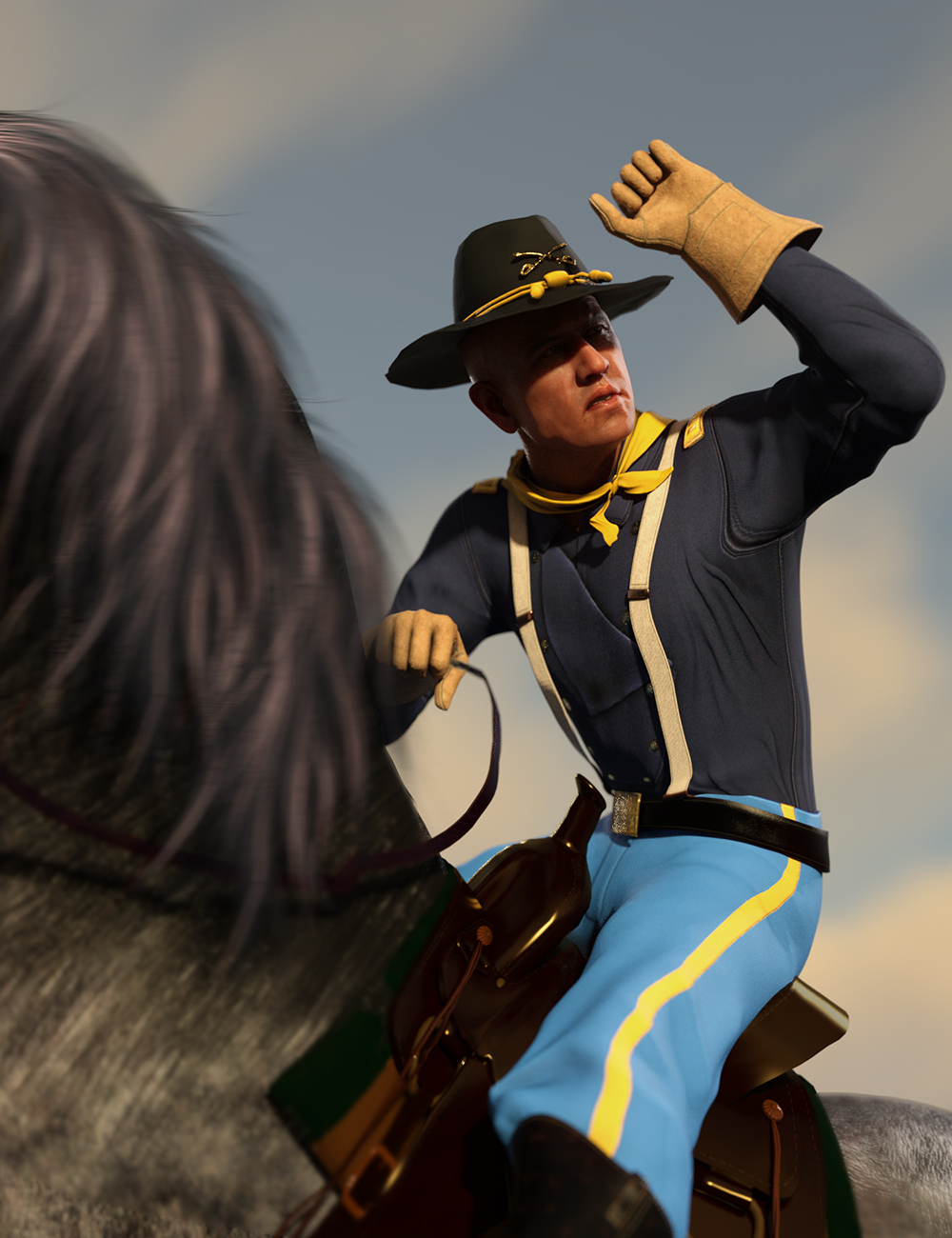 dForce US Cavalry Outfit for Genesis 8 and 8.1 Males