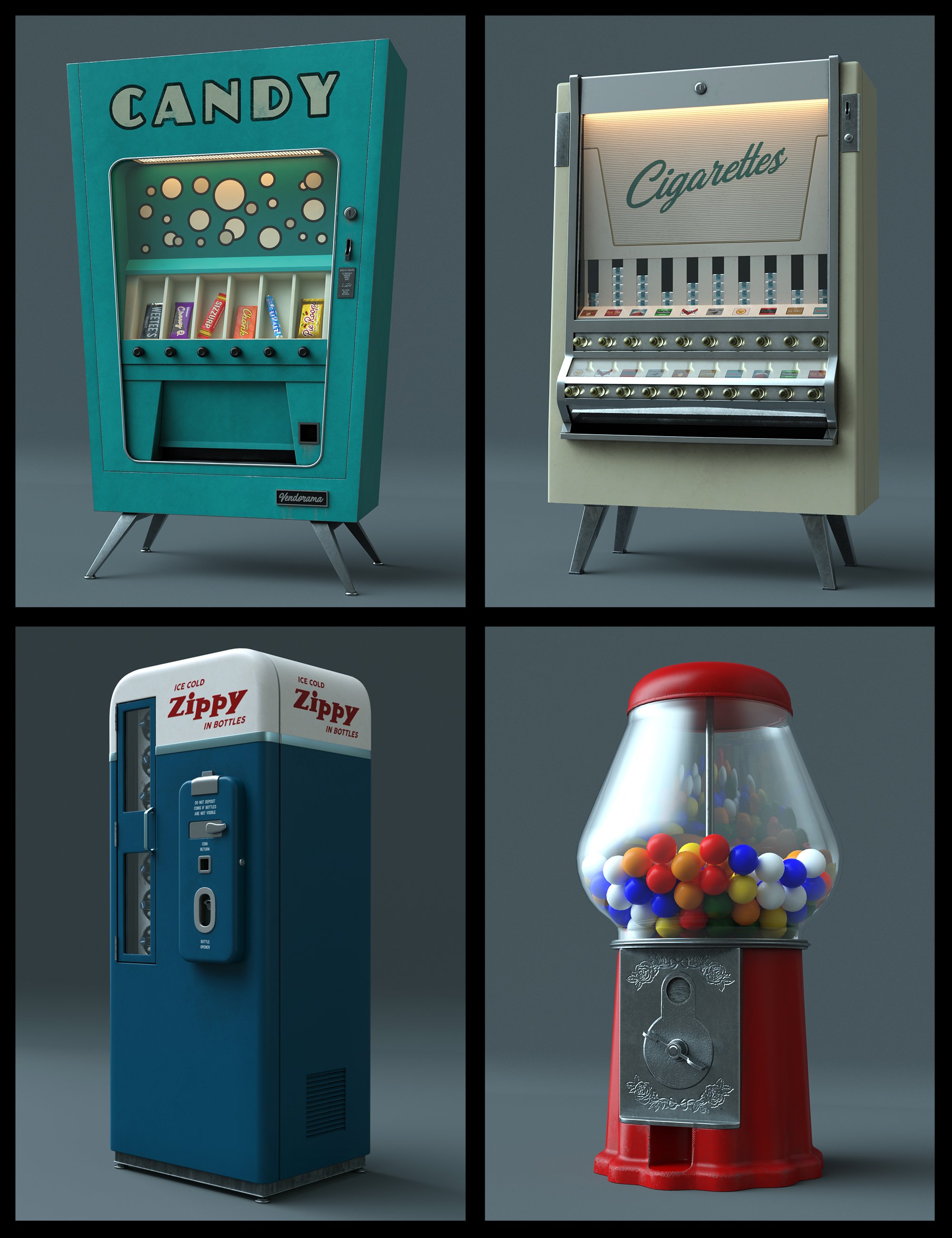 Vintage Vending Machines by: Those Things, 3D Models by Daz 3D