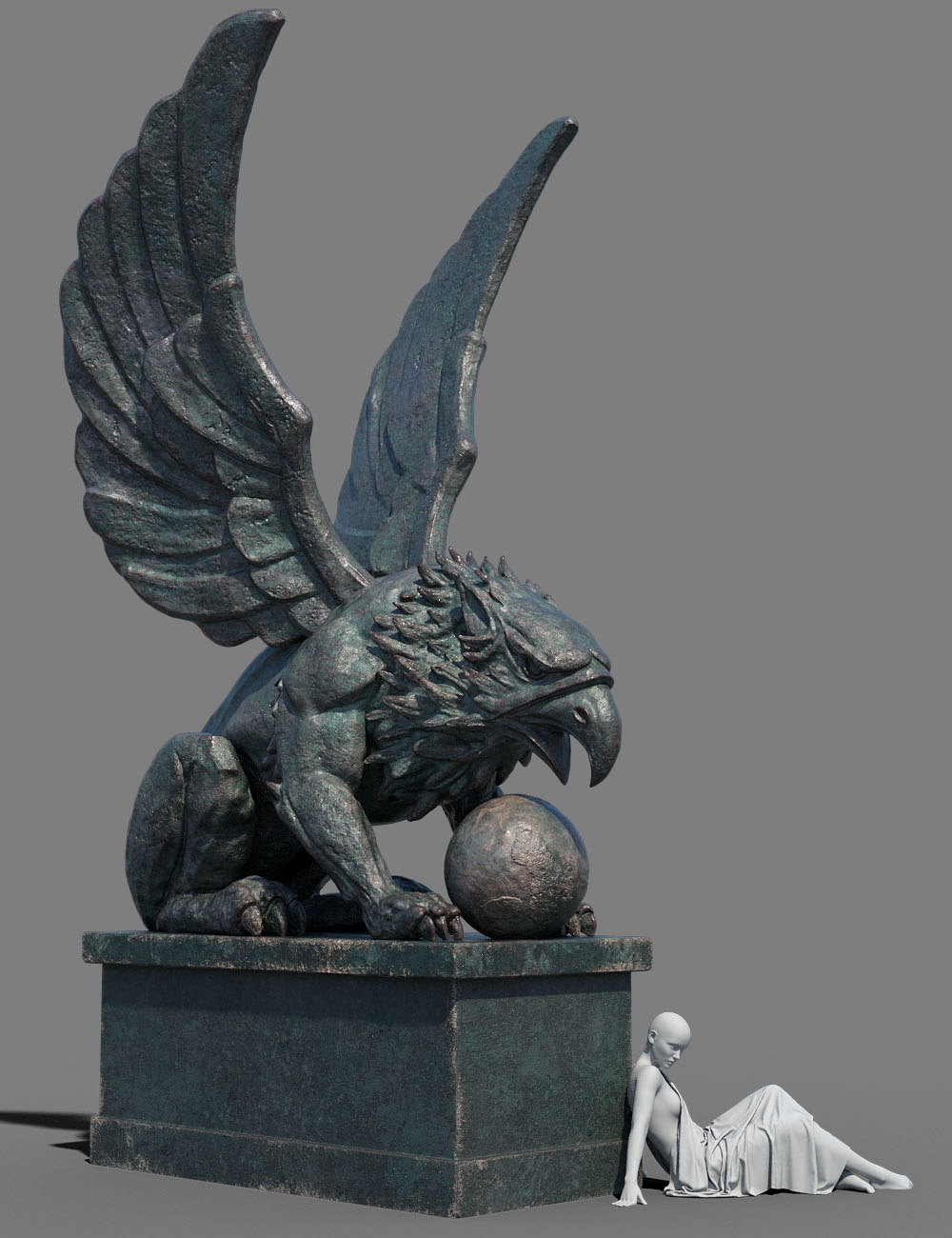 Griffin Statue by: White Fang, 3D Models by Daz 3D