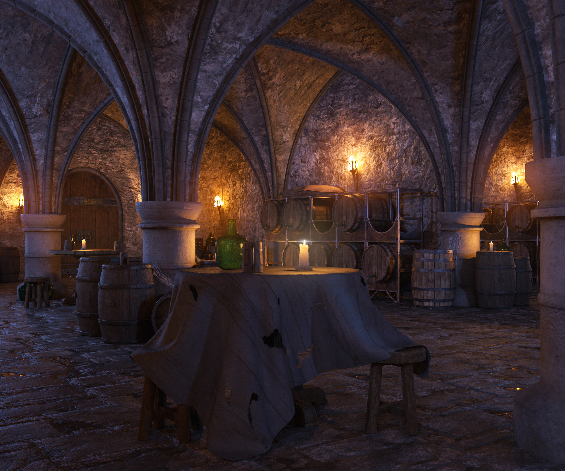 Medieval Cellar - Modular by: 3dLab, 3D Models by Daz 3D
