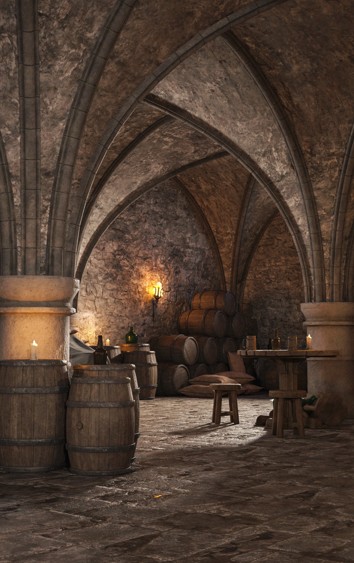 Medieval Cellar - Modular by: 3dLab, 3D Models by Daz 3D
