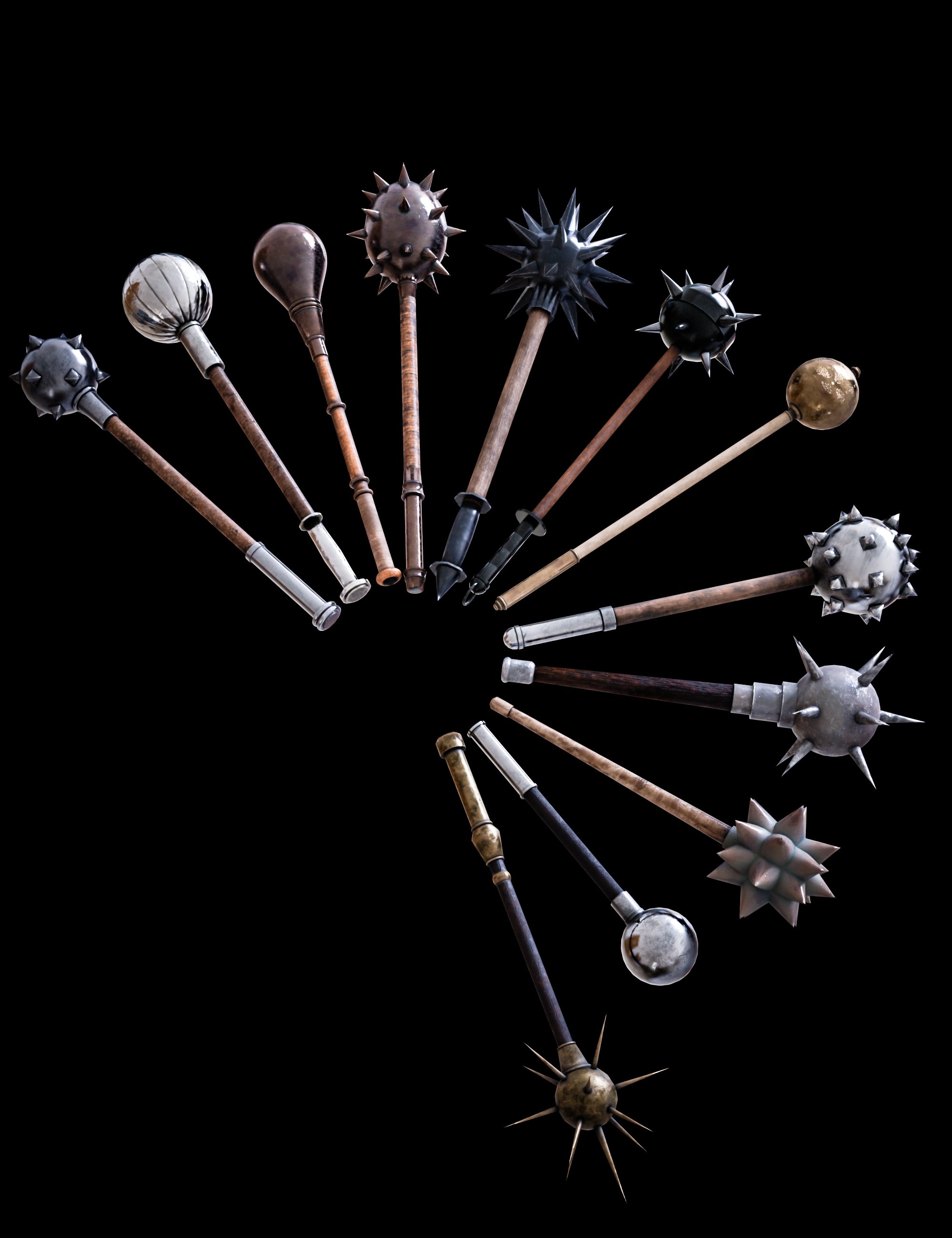 BW Wooden Mace Set 02 for Genesis 8 and 8.1 by: Beautyworks, 3D Models by Daz 3D