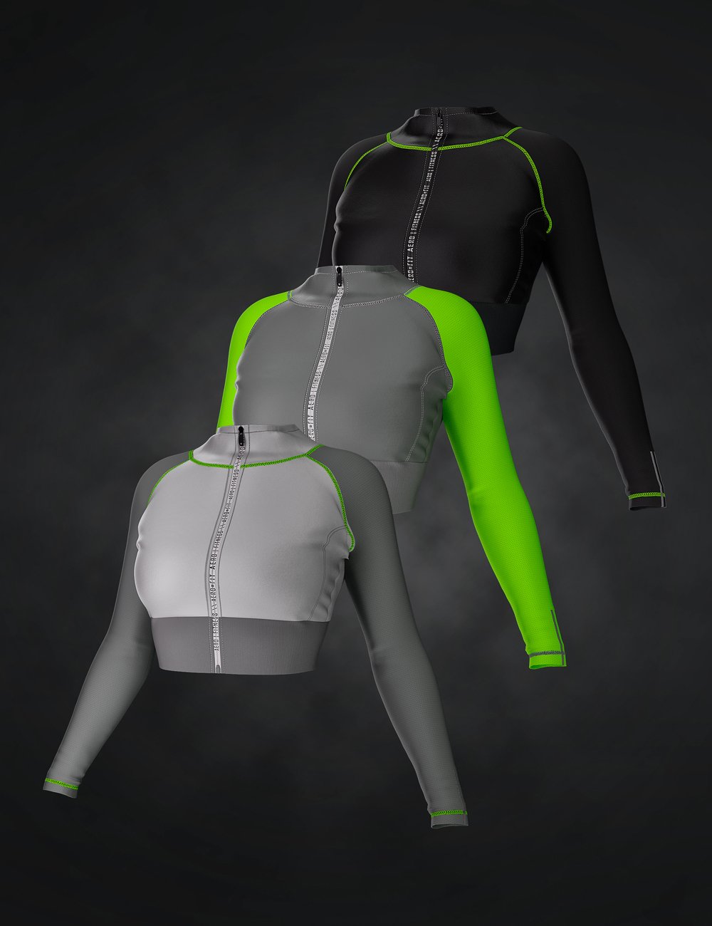 AJC Aero Fitness Jacket for Genesis 8 and 8.1 Females by: adeilsonjc, 3D Models by Daz 3D