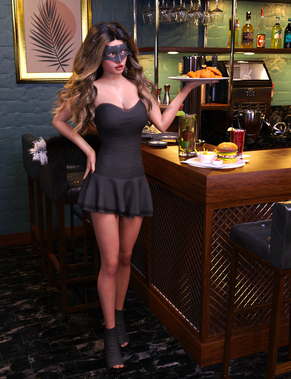 FG Foxy Waitress Poses for Genesis 8 Females by: IronmanFugazi1968, 3D Models by Daz 3D