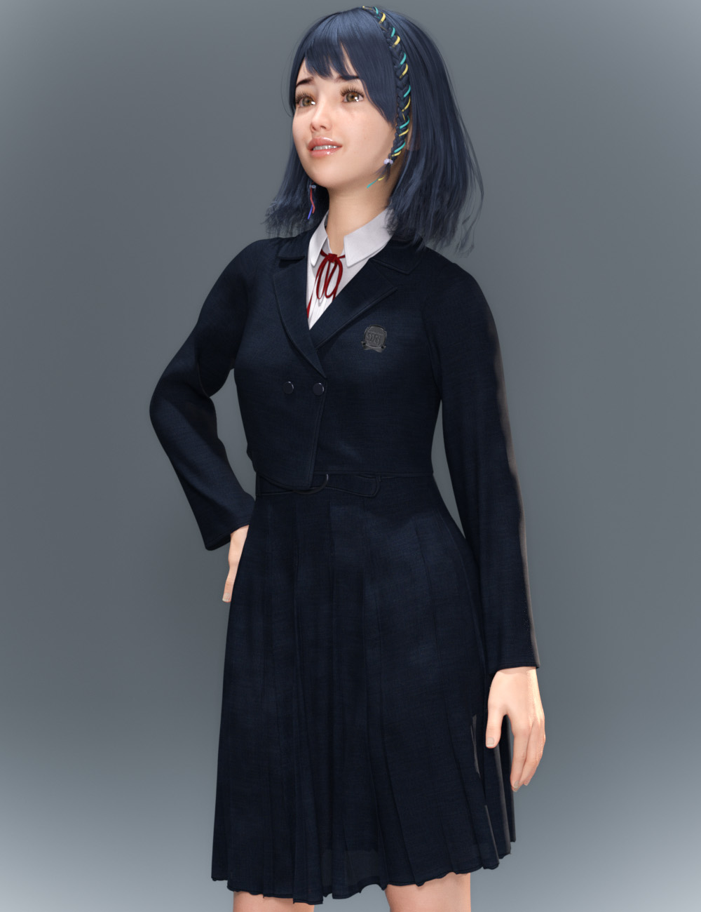 dForce Dream High School Uniform for Genesis 8 and 8.1 Females by: tentman, 3D Models by Daz 3D