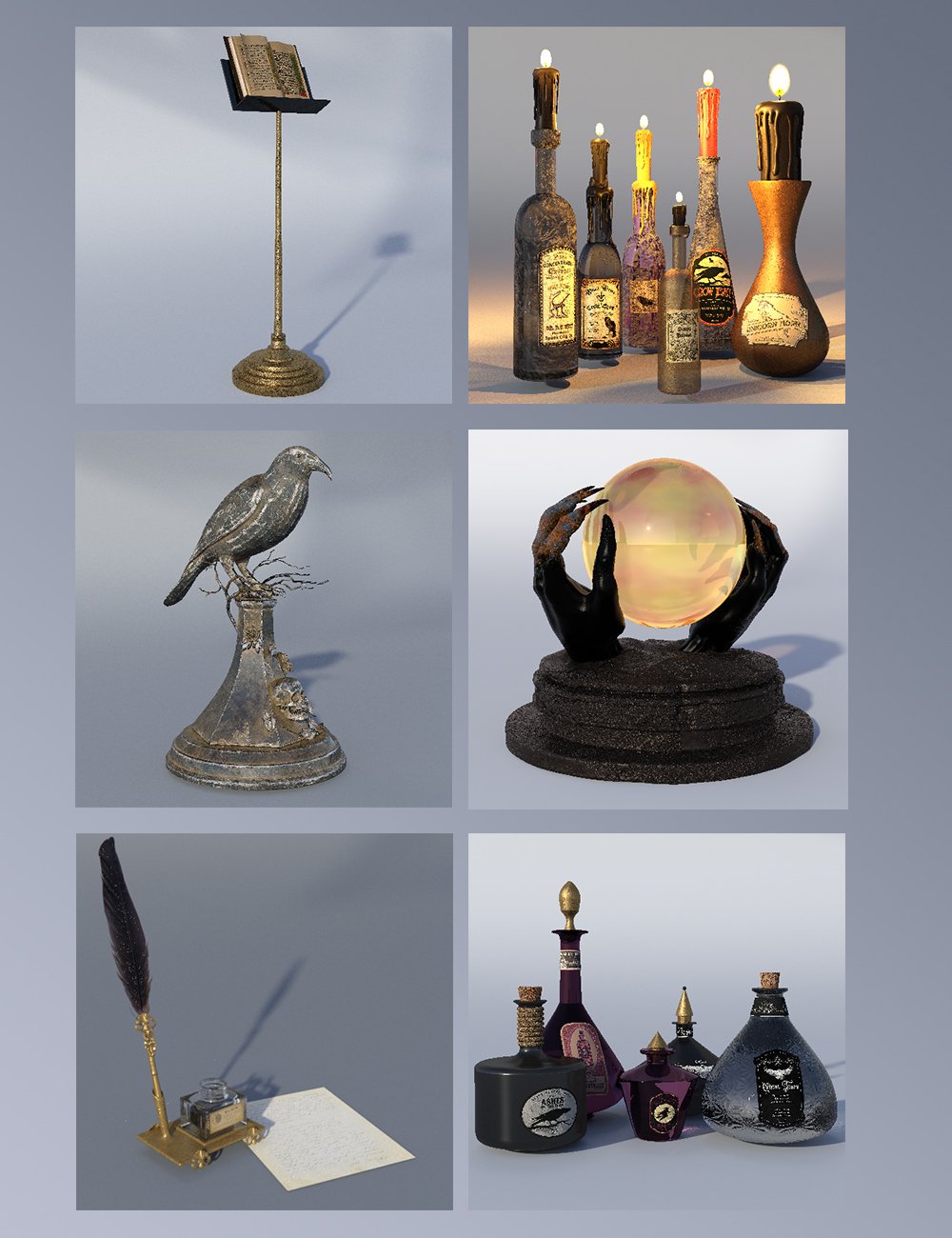 Gothic Crow Accessories by: 3DStyle, 3D Models by Daz 3D