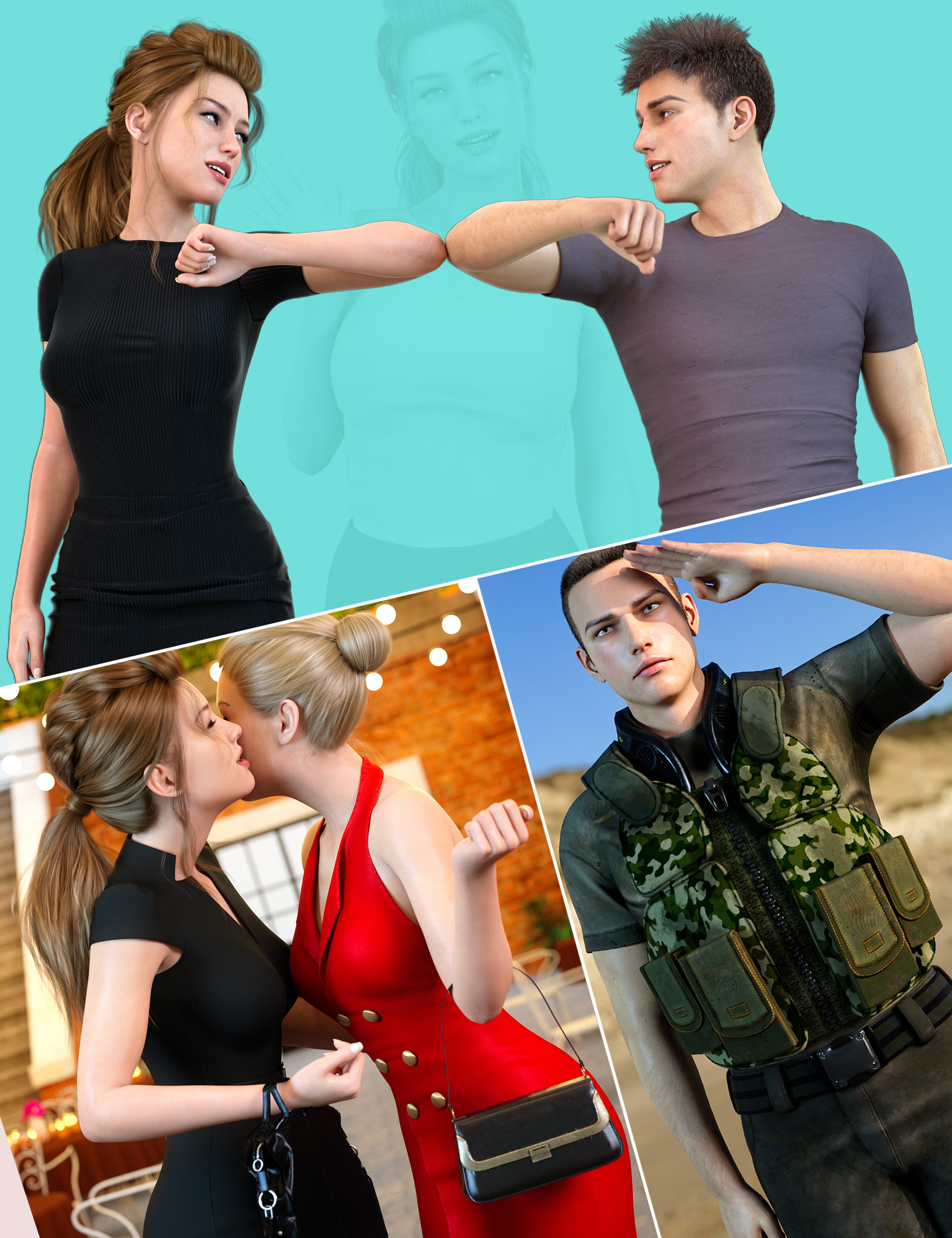Z Greeting Poses Utility Collection for Genesis 8 and 8.1 by: Zeddicuss, 3D Models by Daz 3D