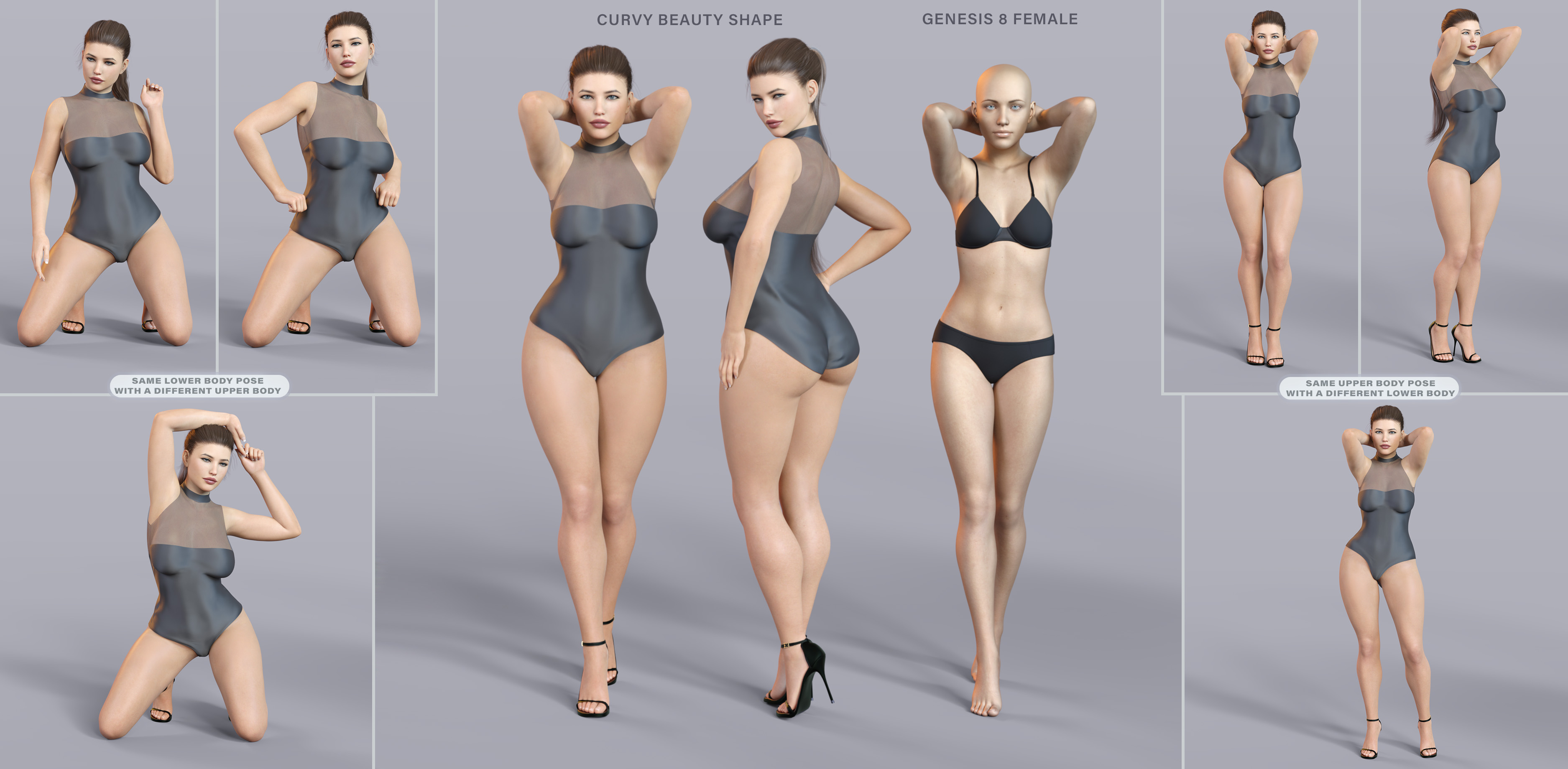 Z Curvy Beauty Shape and Pose Mega Set by: Zeddicuss, 3D Models by Daz 3D