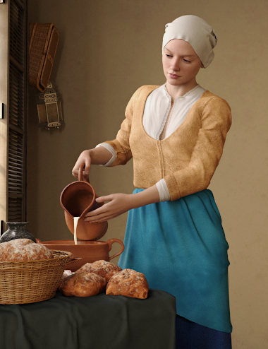 dForce Dutch Milkmaid Outfit for Genesis 8 and 8.1 Females by: Toyen, 3D Models by Daz 3D